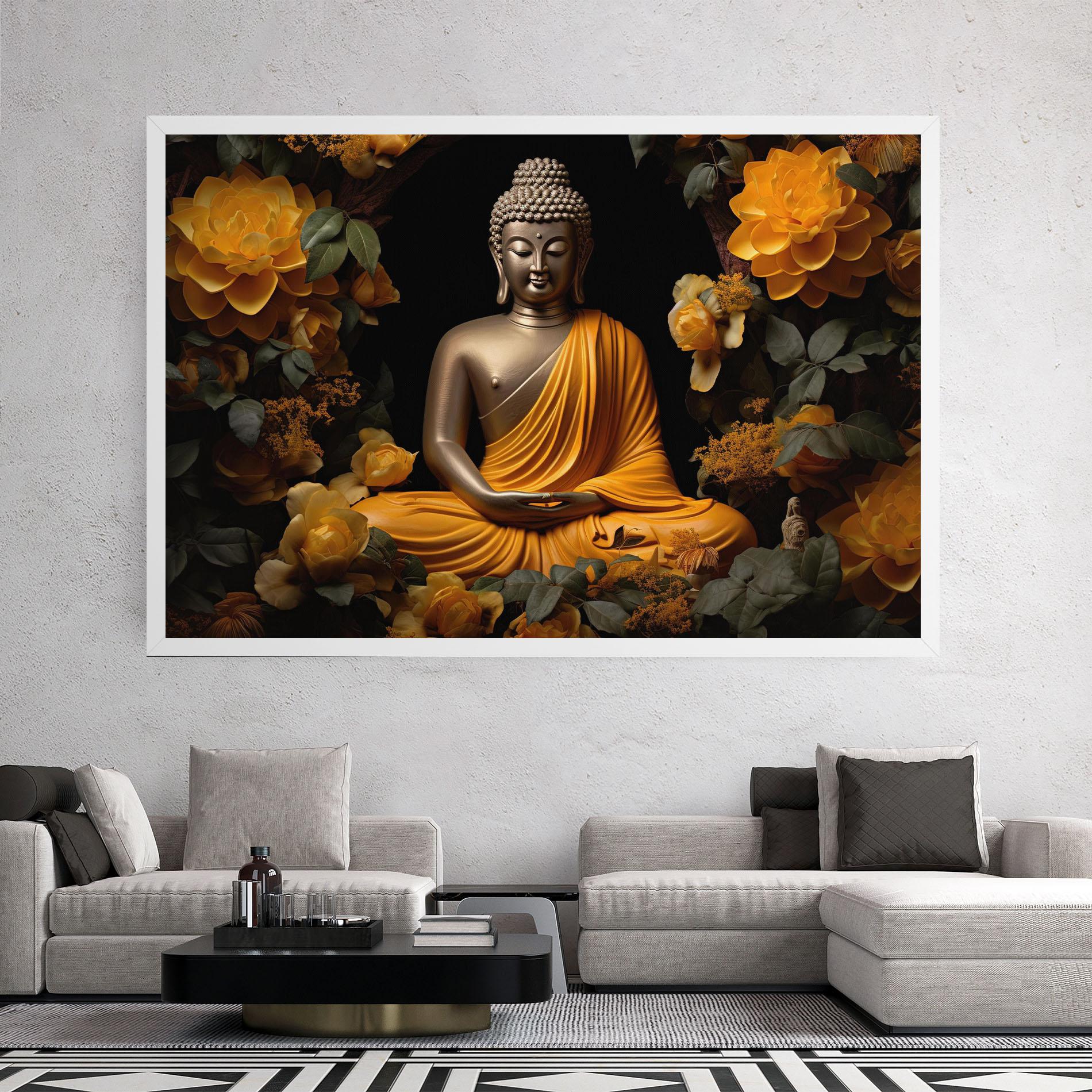 Leinwandbild Gold Buddha Flower mockup 2