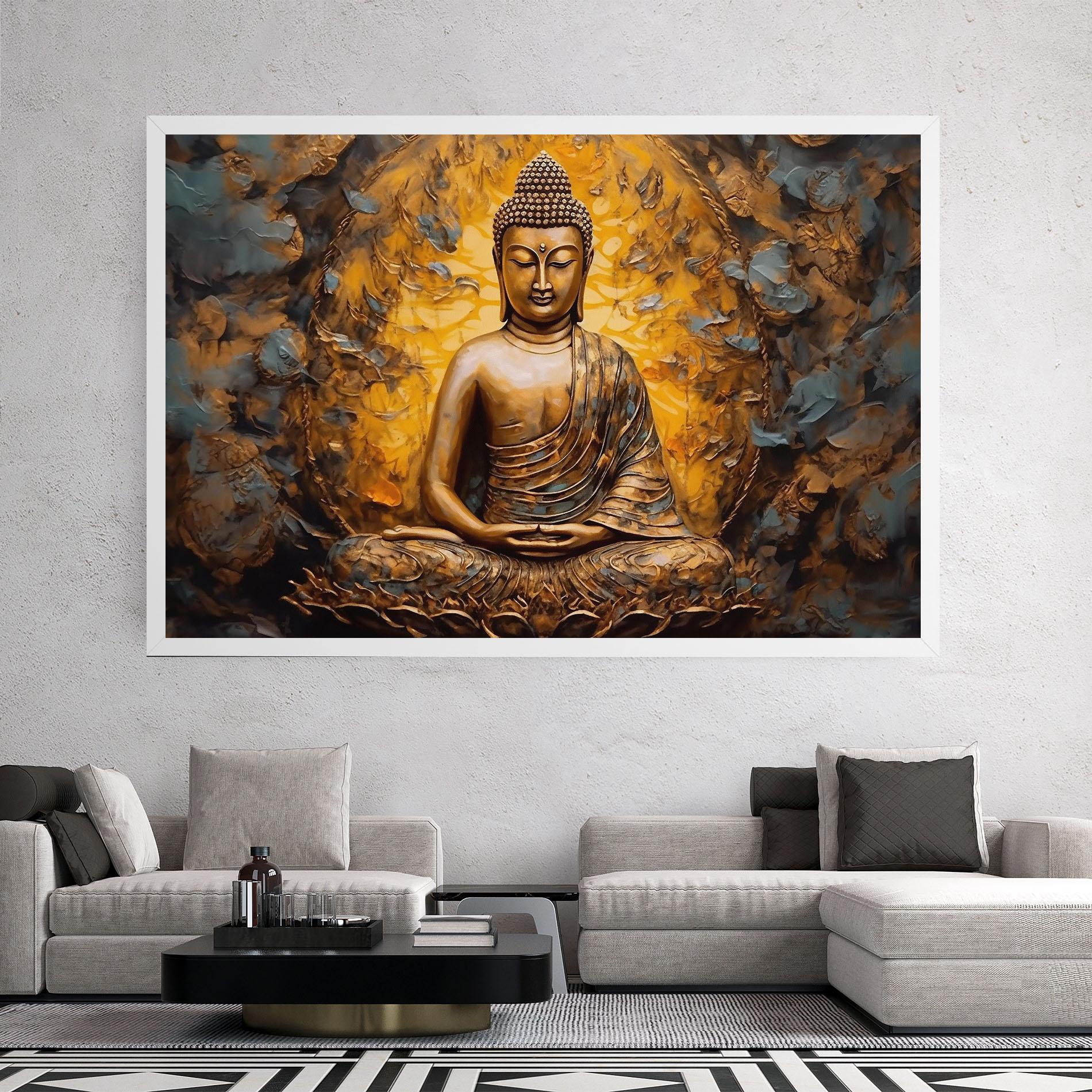 Leinwandbild Gold Grey Buddha mockup 2