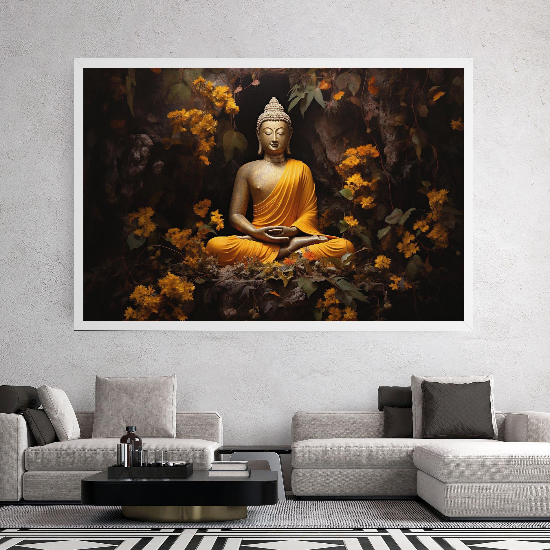 Leinwandbild Yellow Light Buddha mockup 2