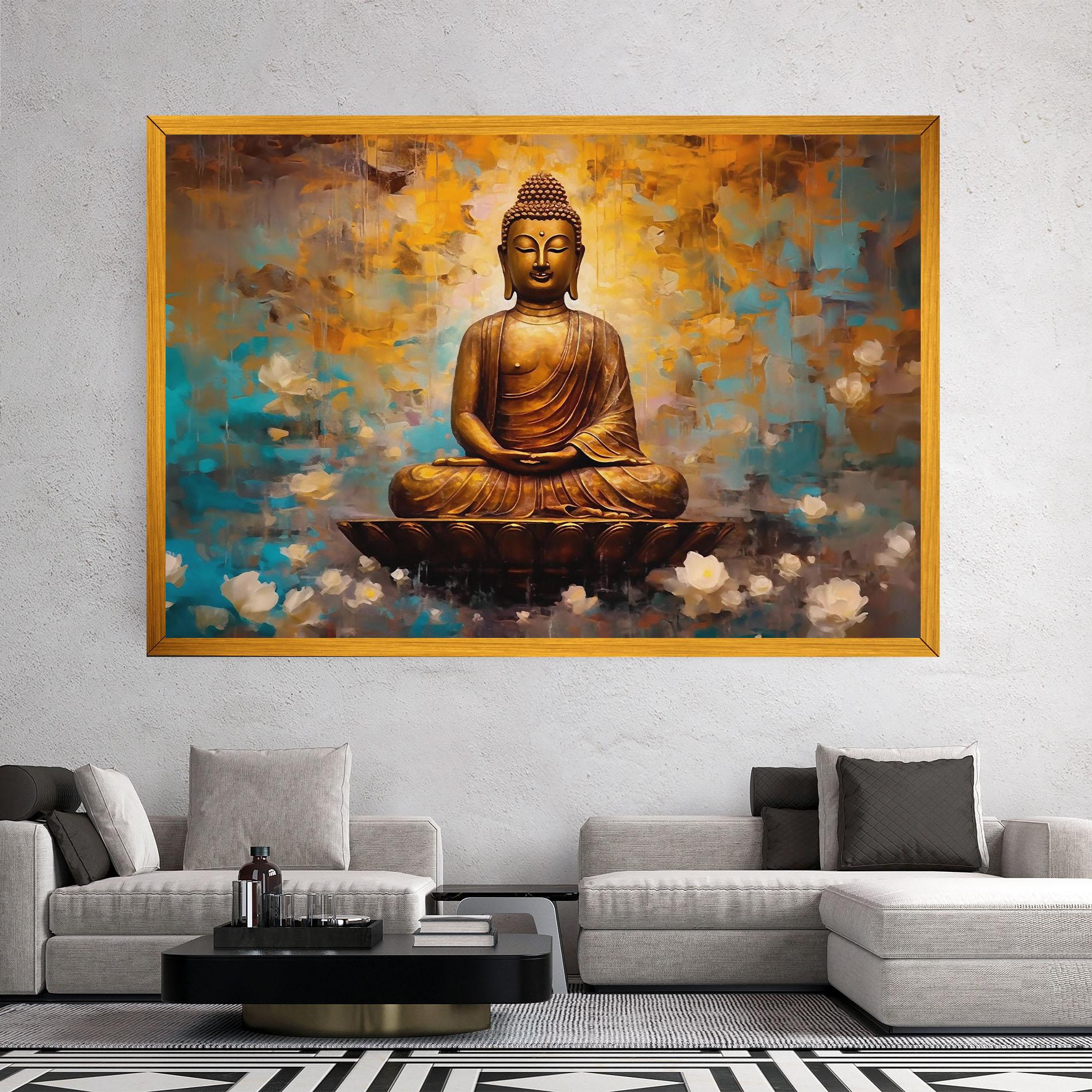 Leinwandbild Blue Gold Buddha mockup 2
