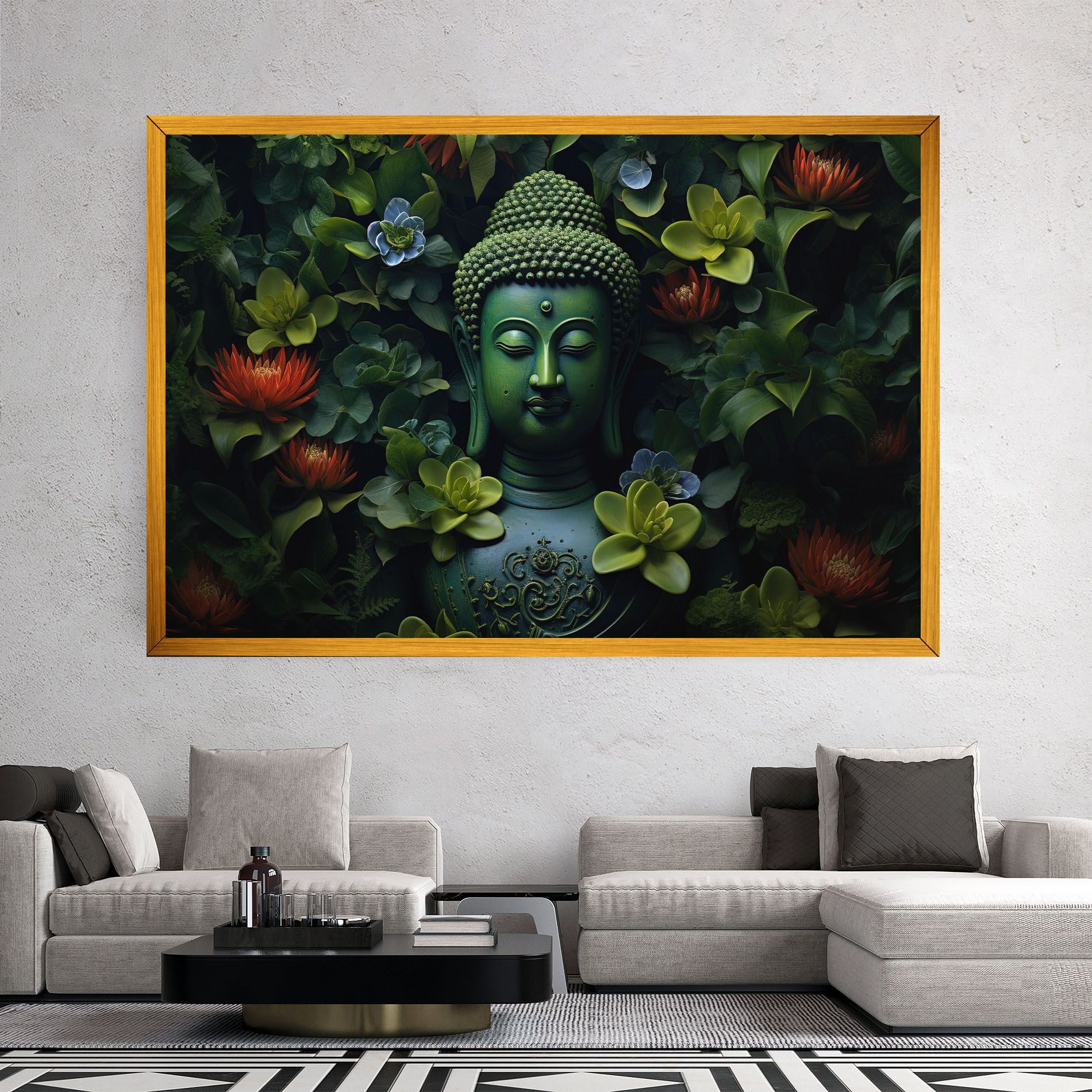 Blue Light Buddha mockup 2