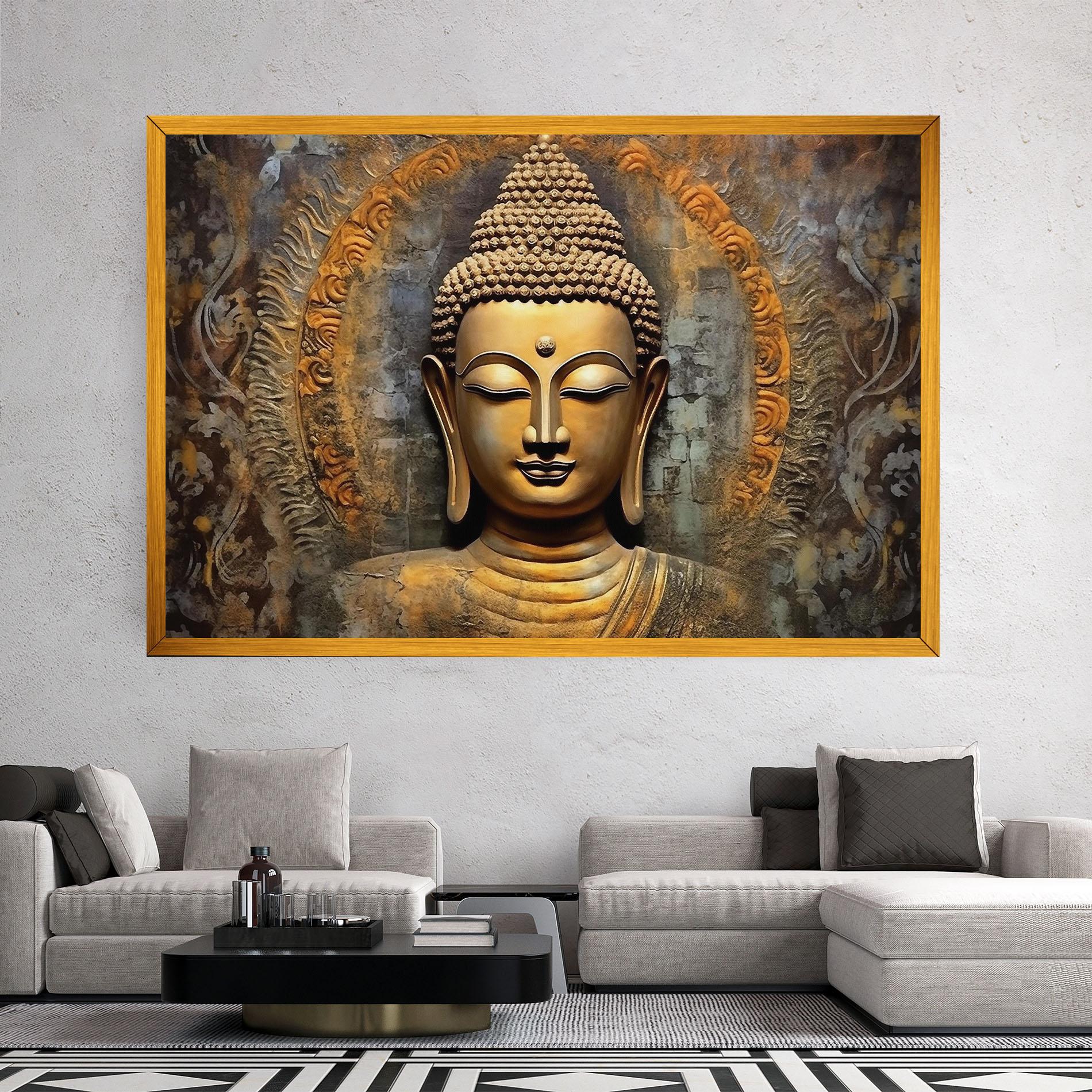 Leinwandbild Buddha 3d Head mockup 2