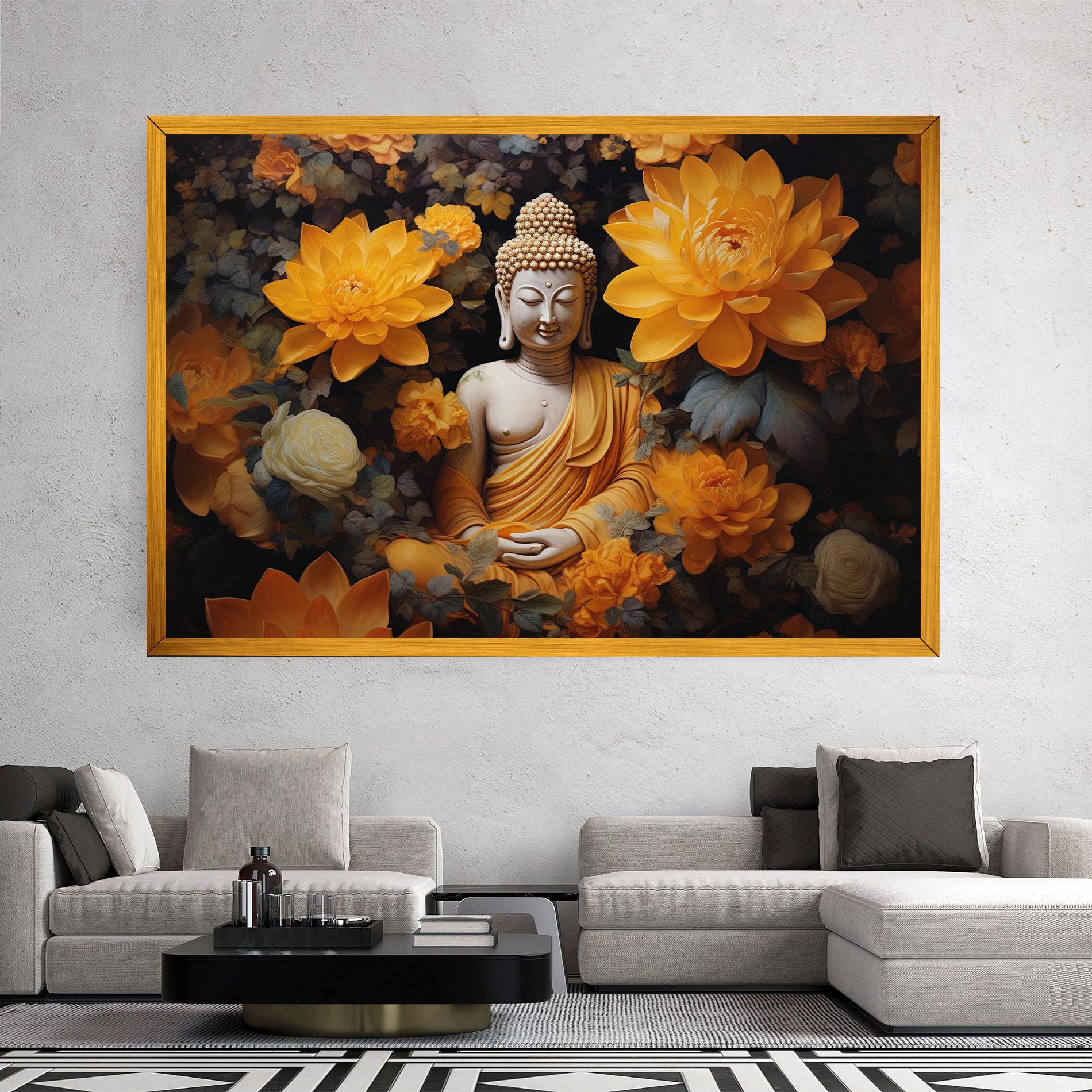 Leinwandbild Buddha Big Flowers mockup 2