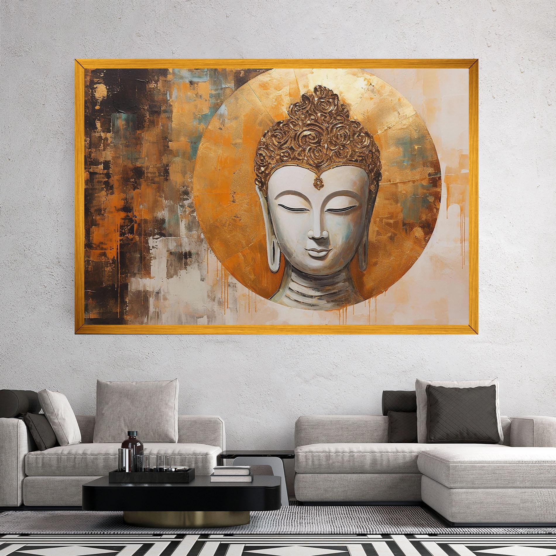 Leinwandbild Cream Circle Buddha mockup 2
