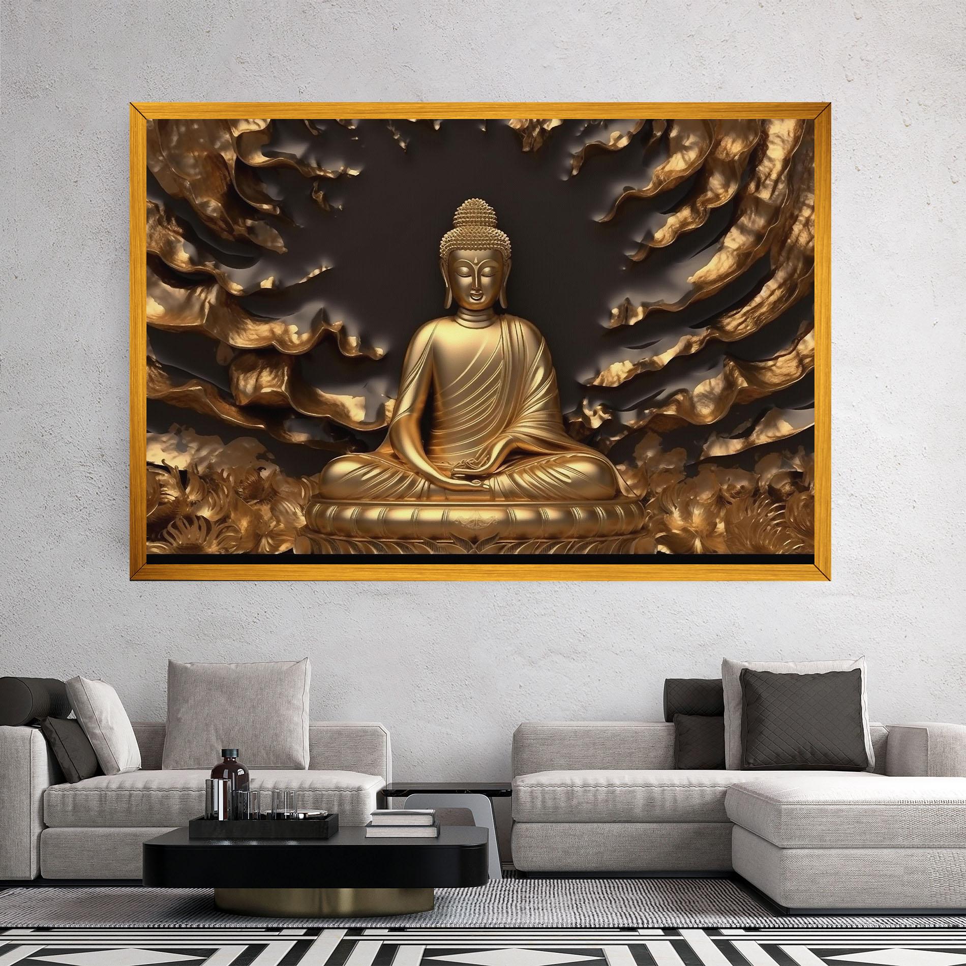 Leinwandbild Gold 3d Buddha mockup 2