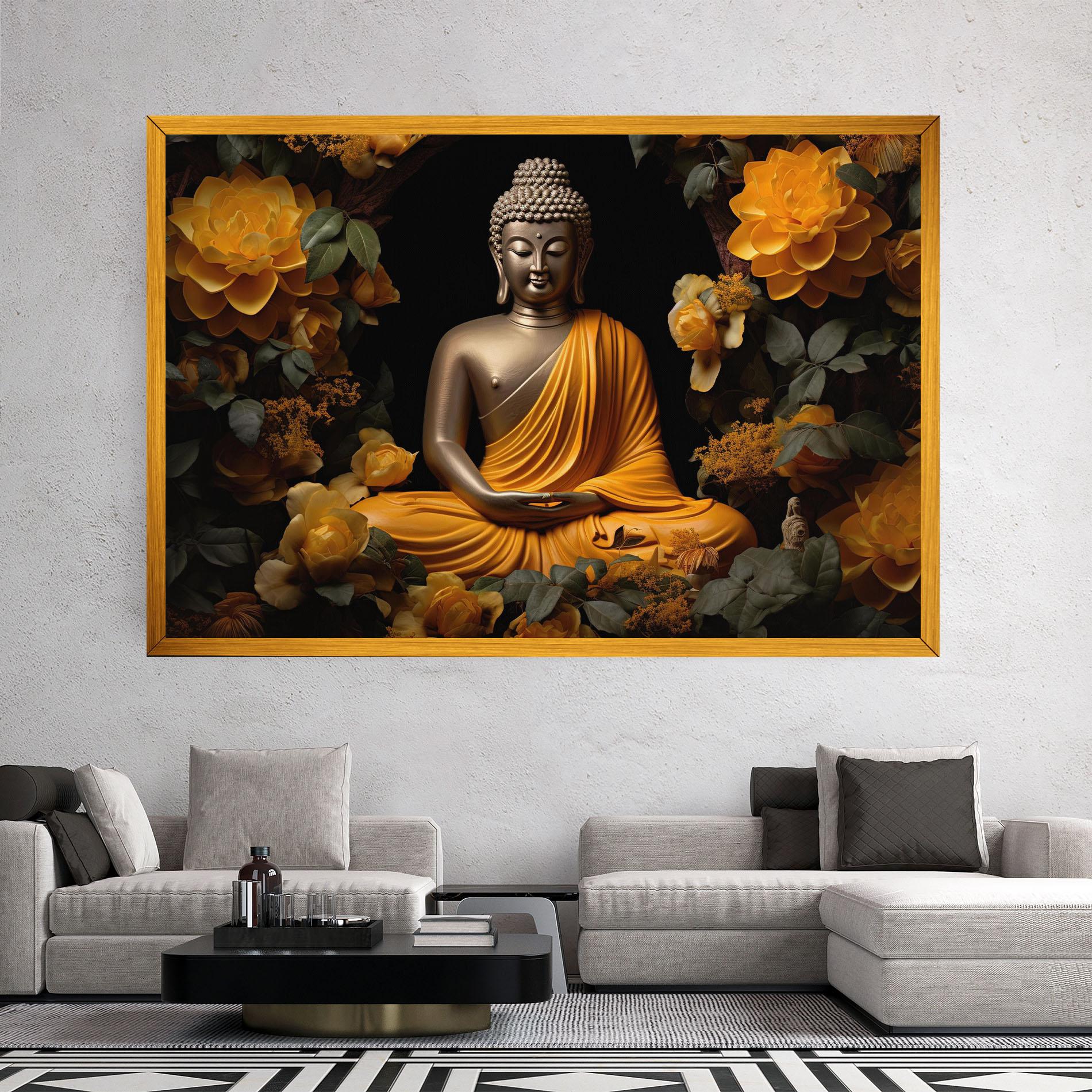 Leinwandbild Gold Buddha Flower mockup 2