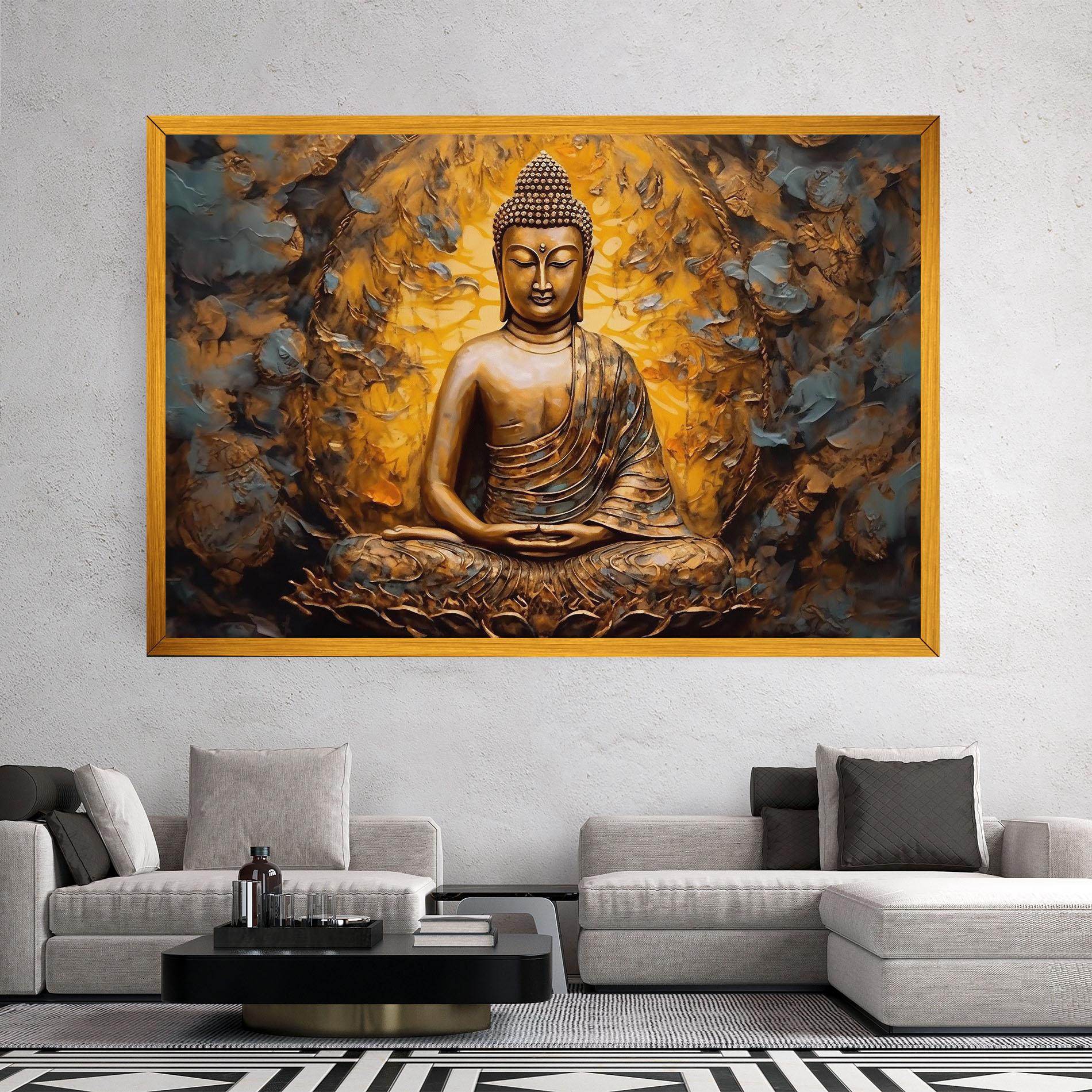 Leinwandbild Gold Grey Buddha mockup 2