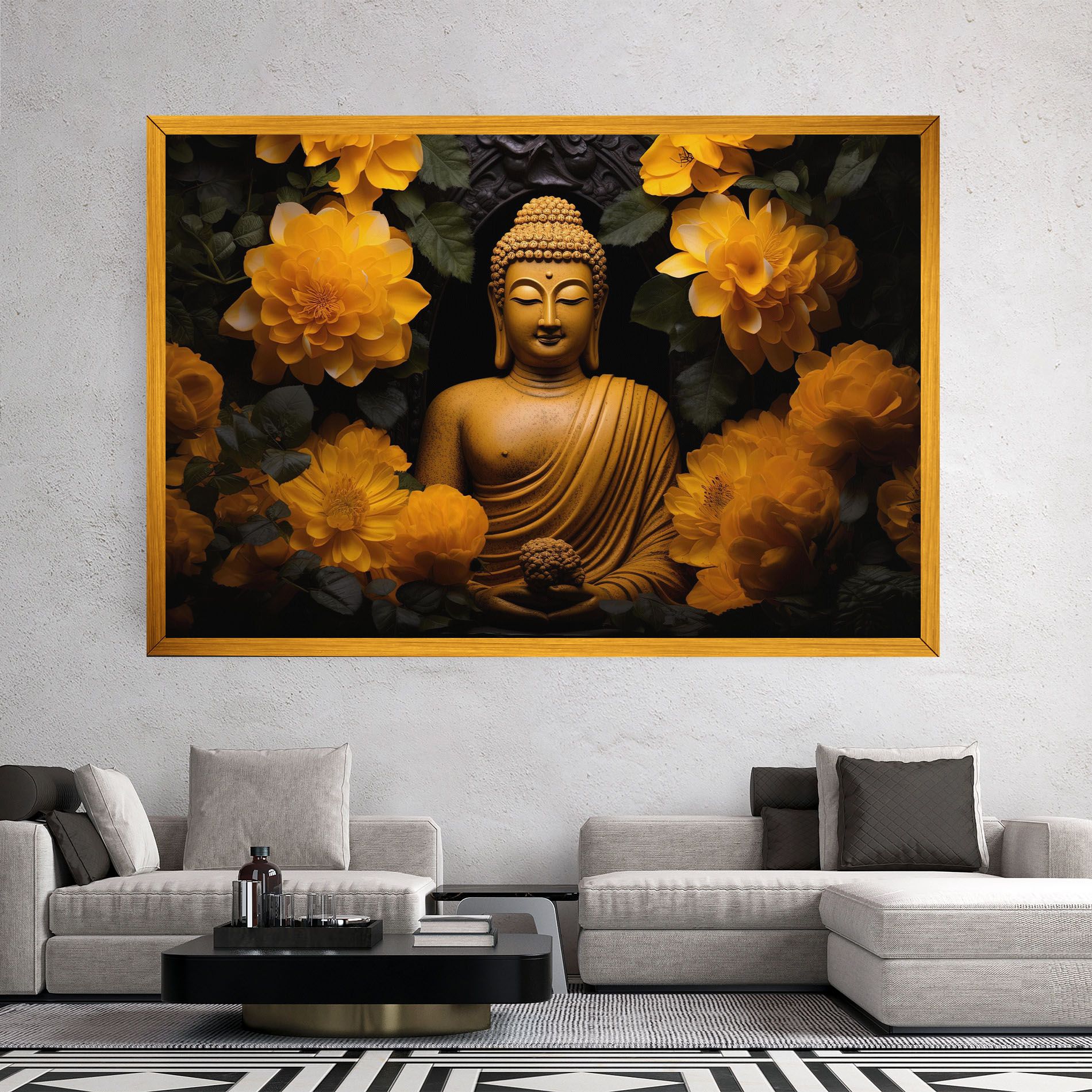 Vecteezy_buddha Statue Surrounded By Yellow Flowers Ai Generated_27745002_860 mockup 2