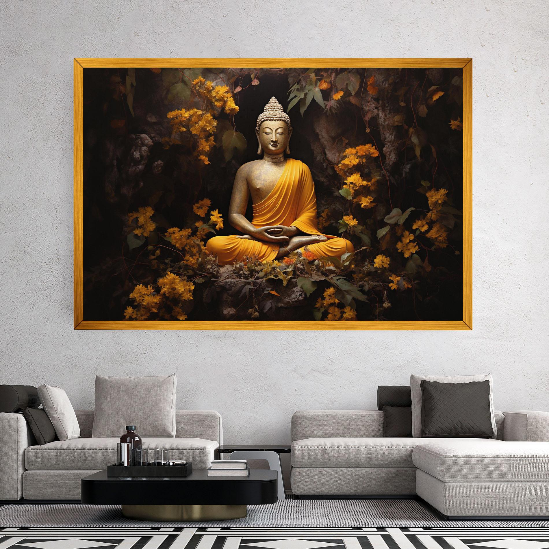 Leinwandbild Yellow Light Buddha mockup 2