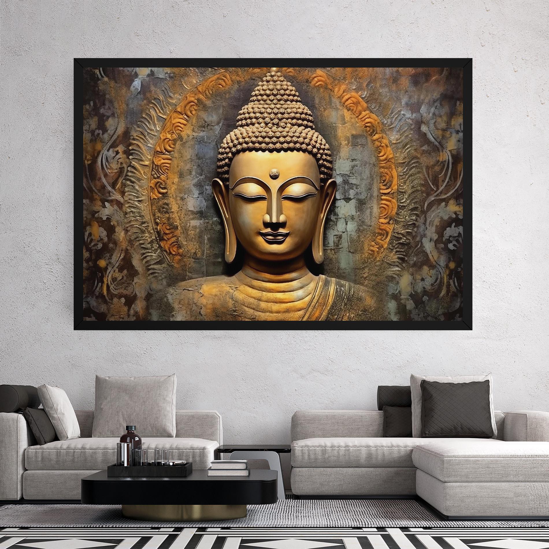 Leinwandbild Buddha 3d Head mockup 2