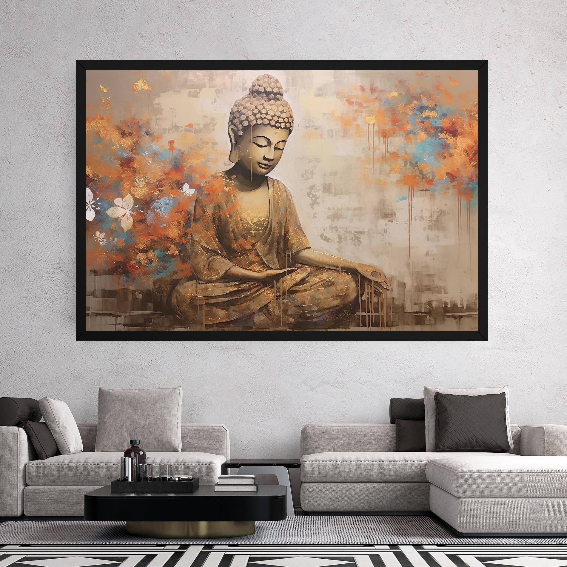 Leinwandbild Buddha Cream Blue mockup 2