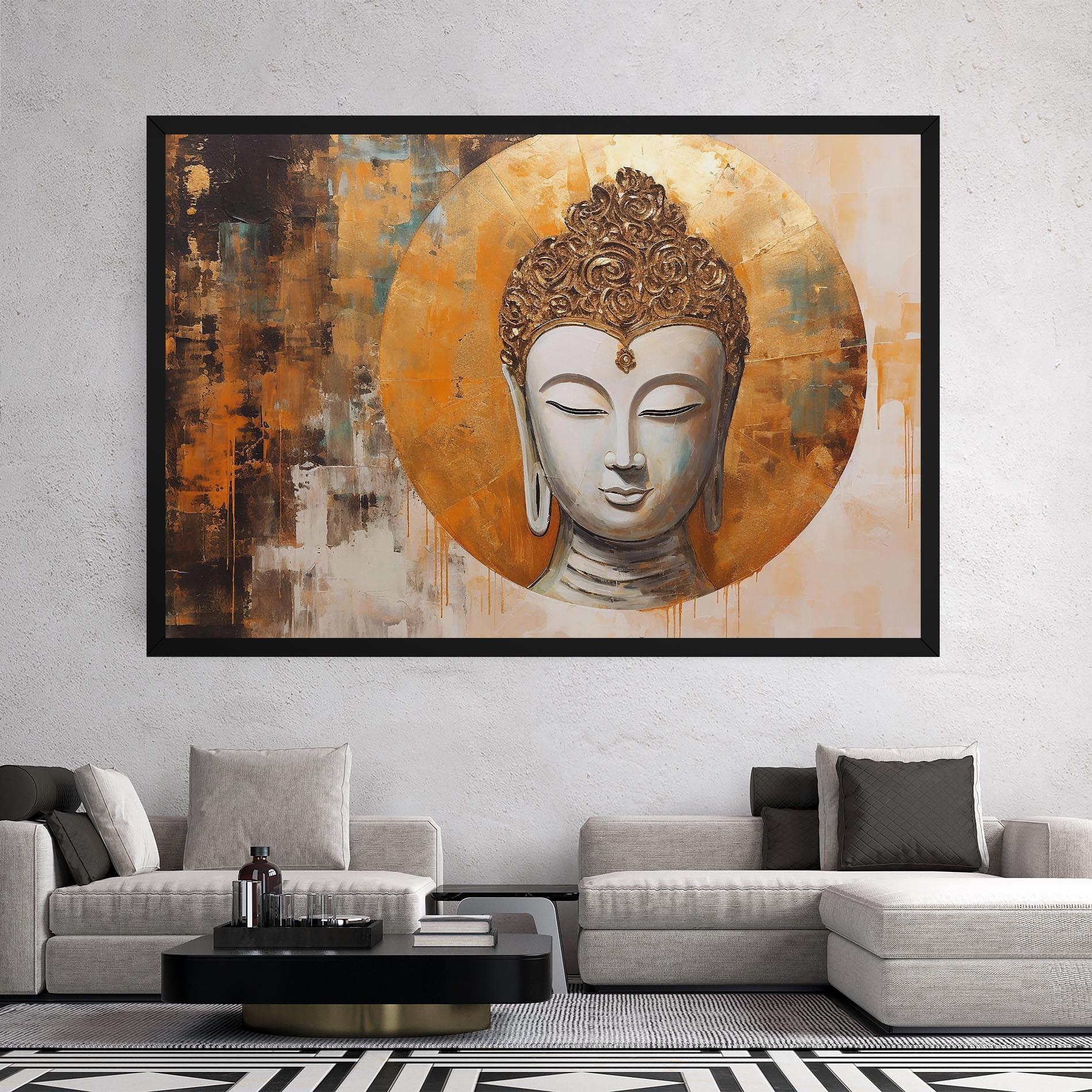 Leinwandbild Cream Circle Buddha mockup 2