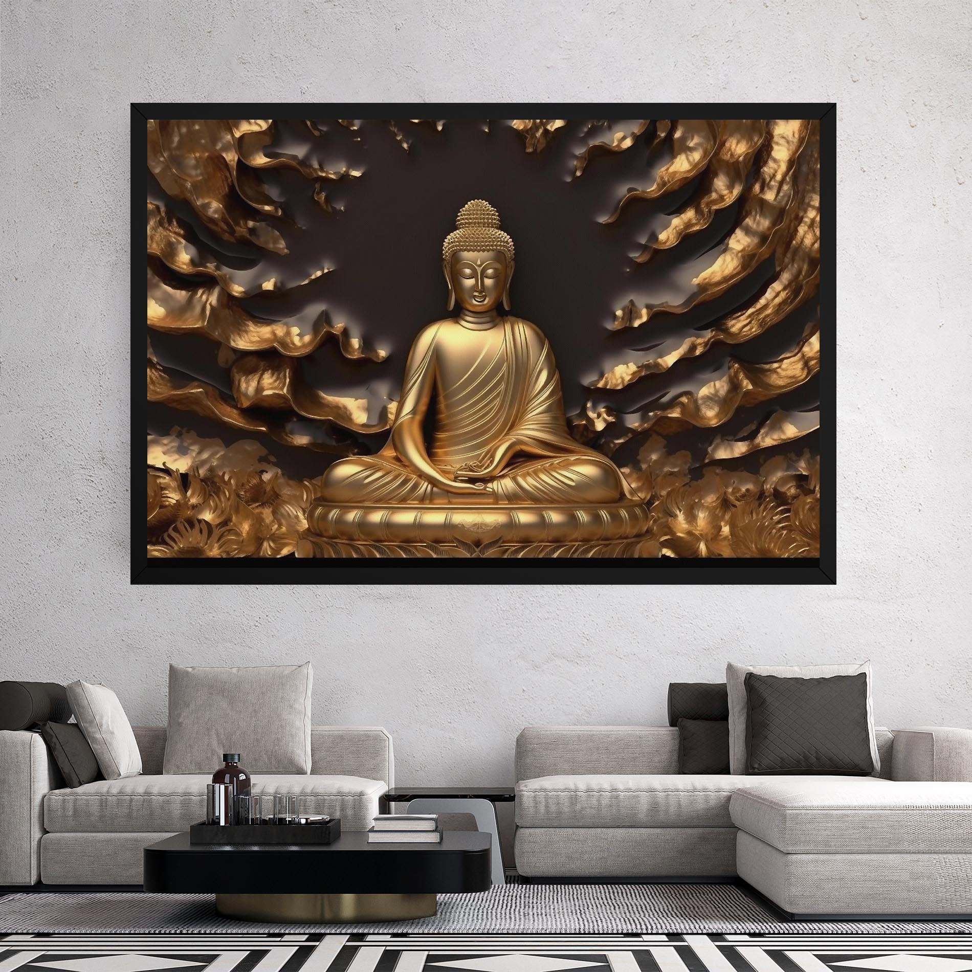 Leinwandbild Gold 3d Buddha mockup 2