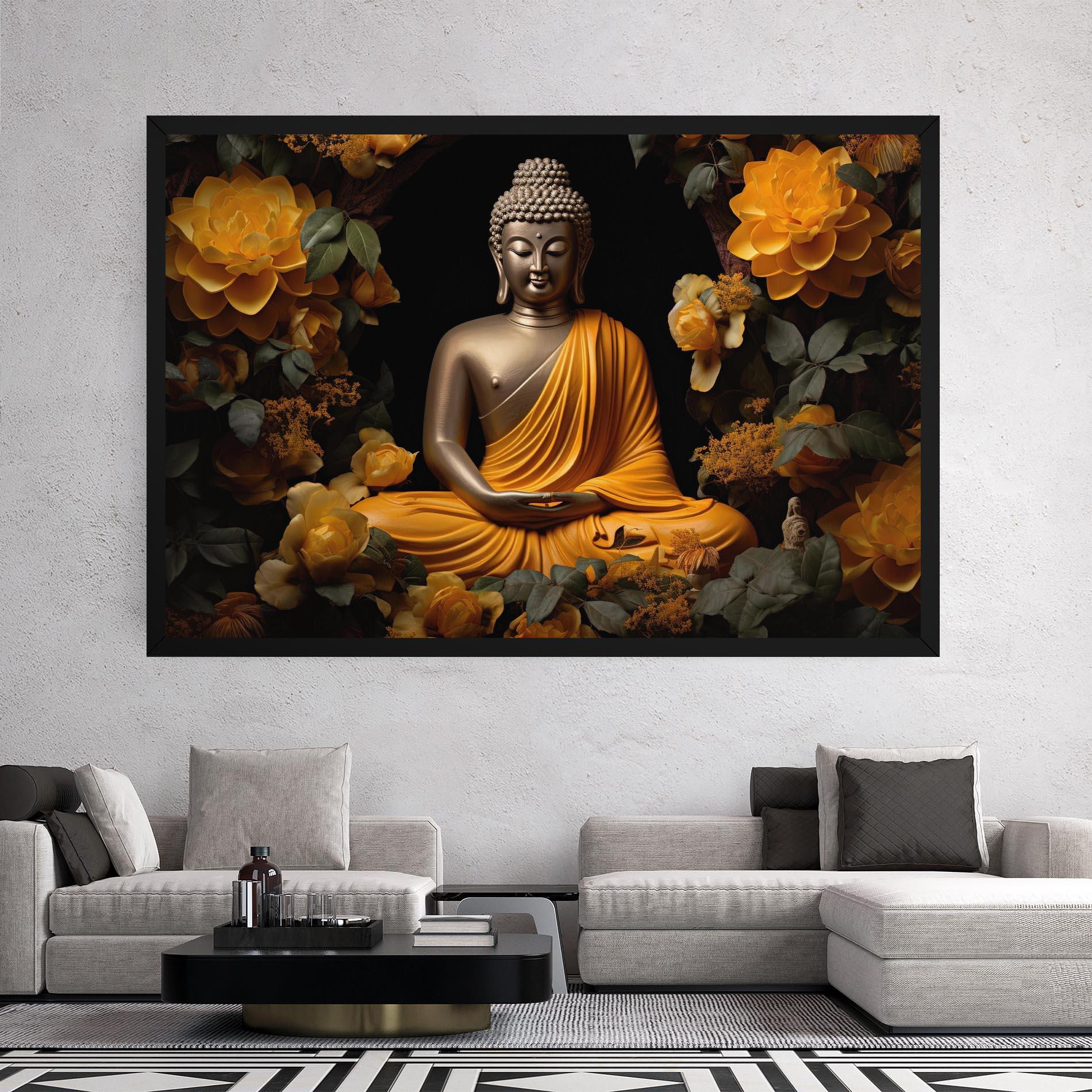 Leinwandbild Gold Buddha Flower mockup 2