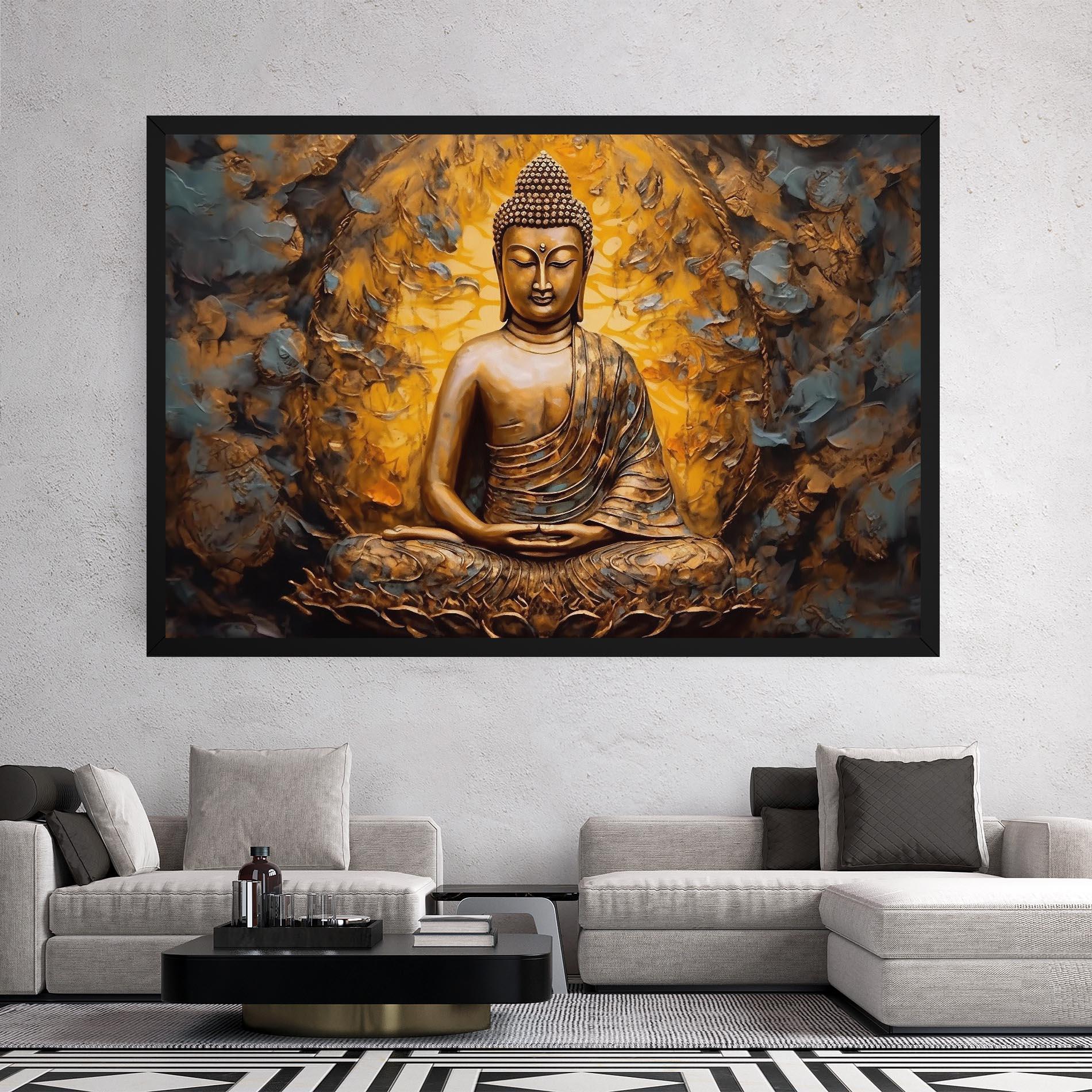 Leinwandbild Gold Grey Buddha mockup 2