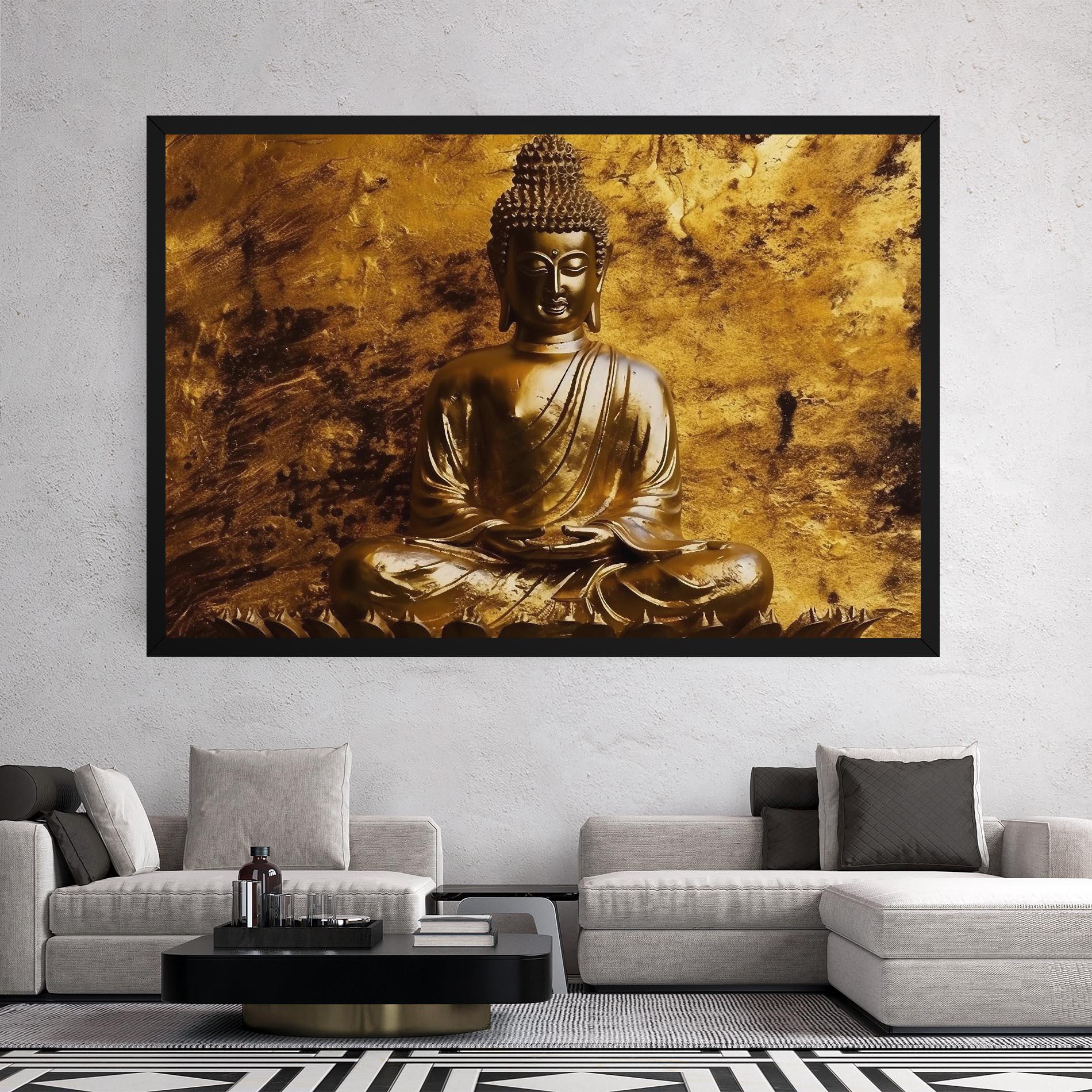 Leinwandbild Statue Gold Buddha mockup 2
