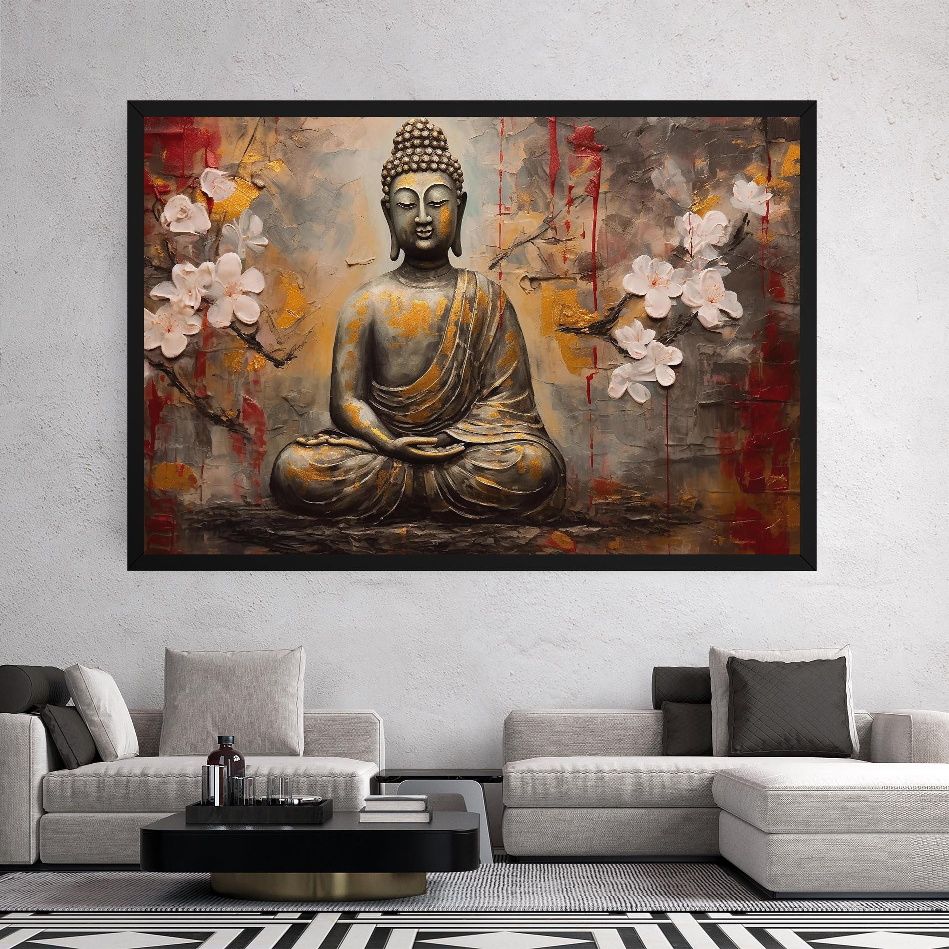 Leinwandbild White Red Buddha mockup 2