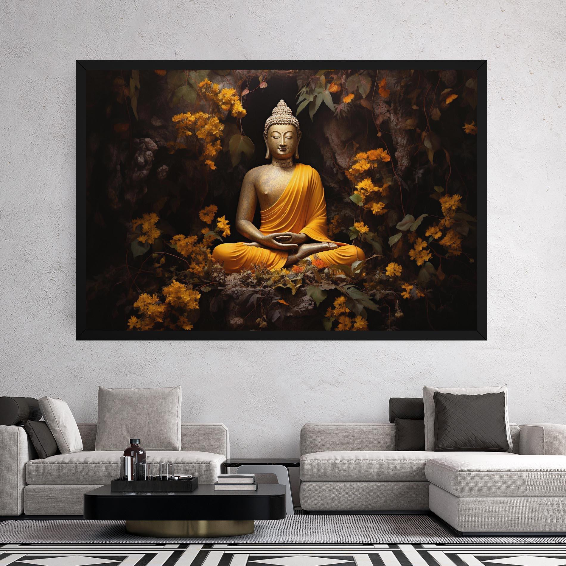 Leinwandbild Yellow Light Buddha mockup 2
