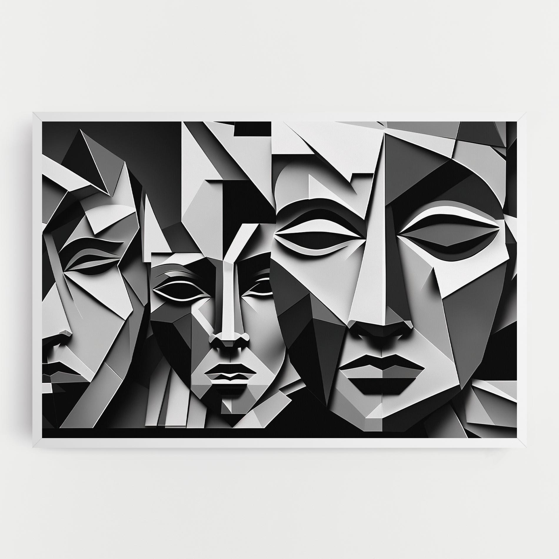 Leinwandbild Grey Faces Collage mockup 0