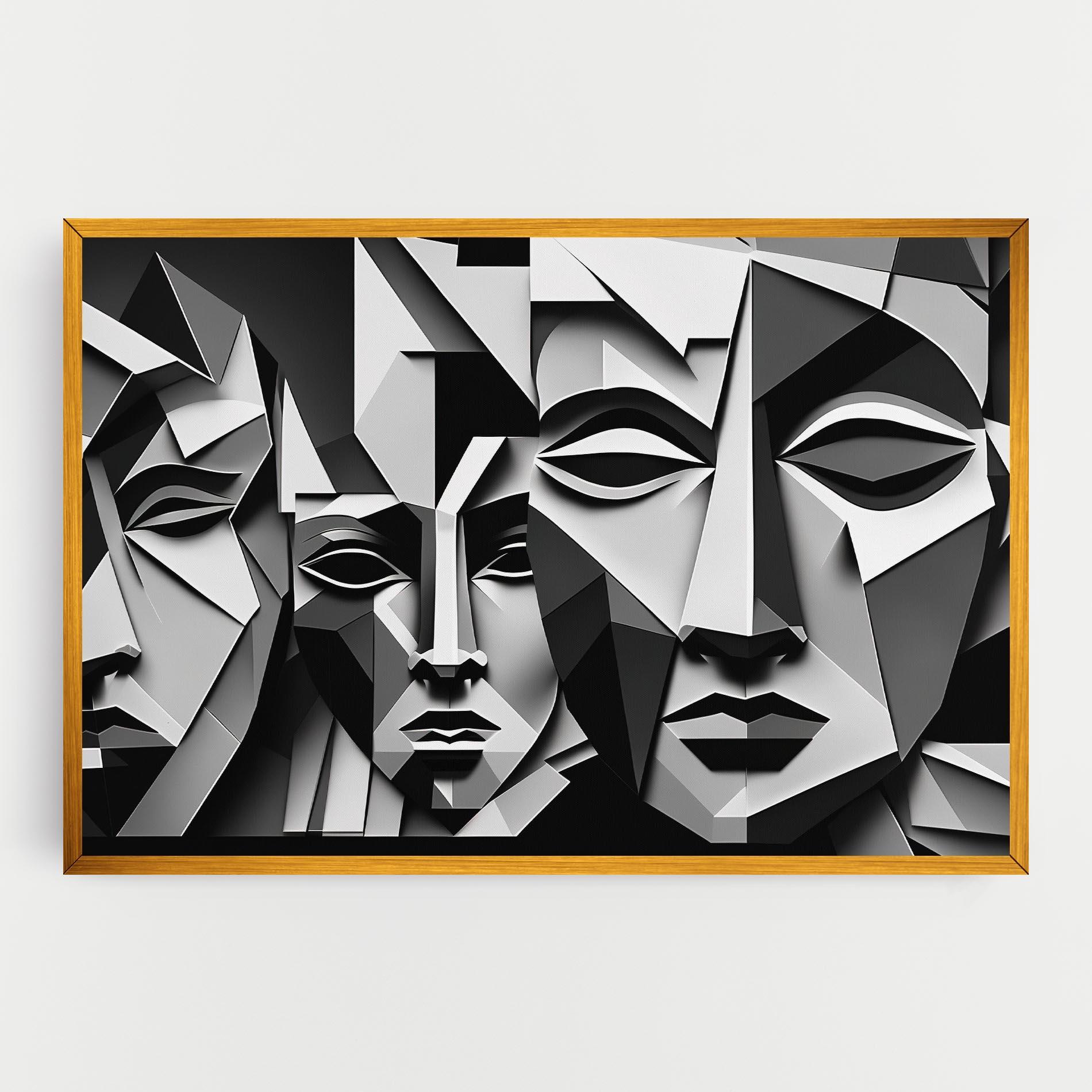 Leinwandbild Grey Faces Collage mockup 0