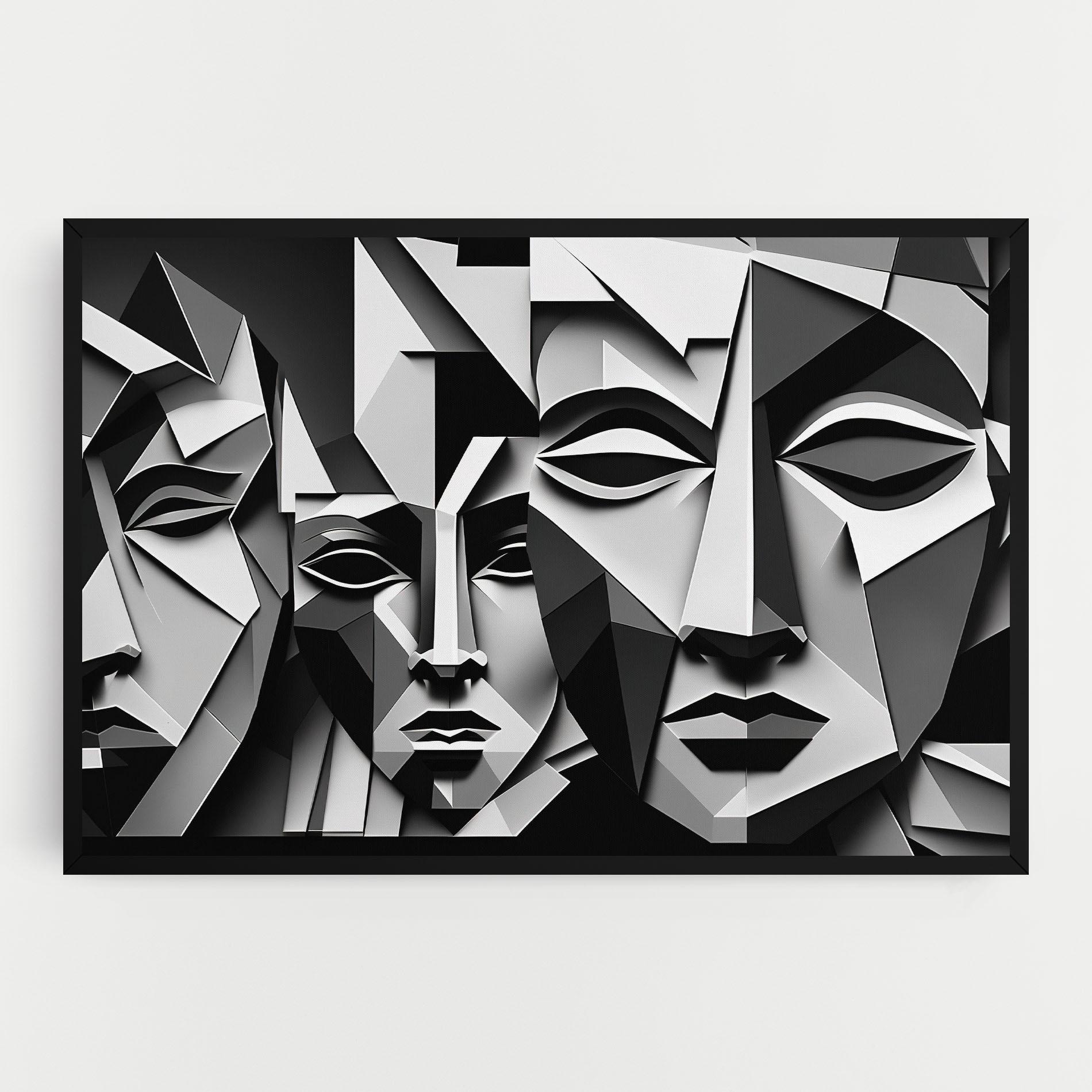 Leinwandbild Grey Faces Collage mockup 0