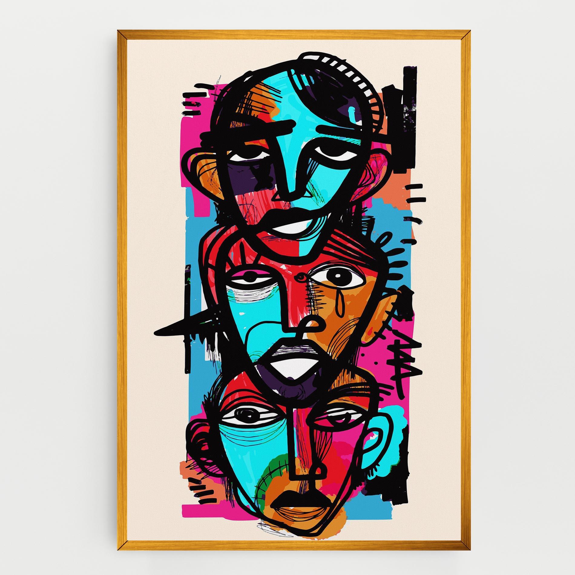 Leinwandbild Blue Orange Faces mockup 0