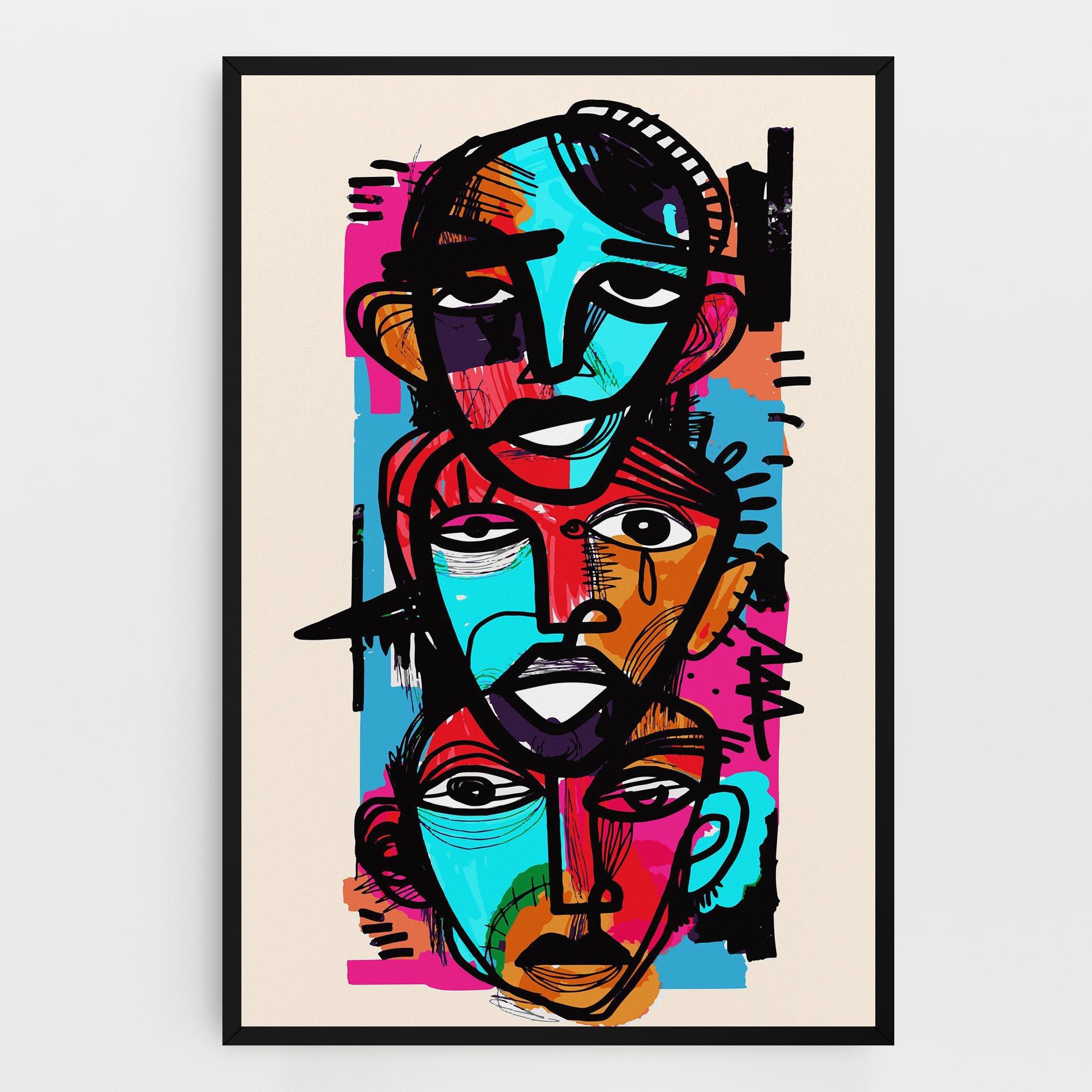 Leinwandbild Blue Orange Faces mockup 0