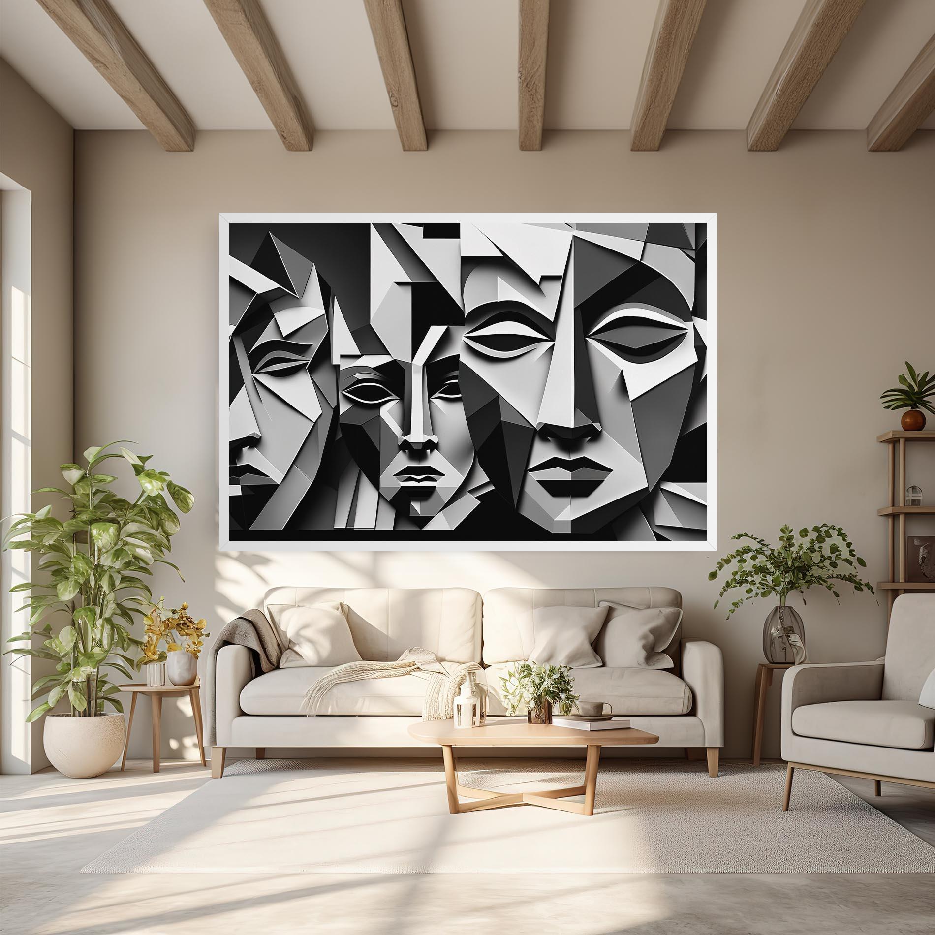 Leinwandbild Grey Faces Collage mockup 6