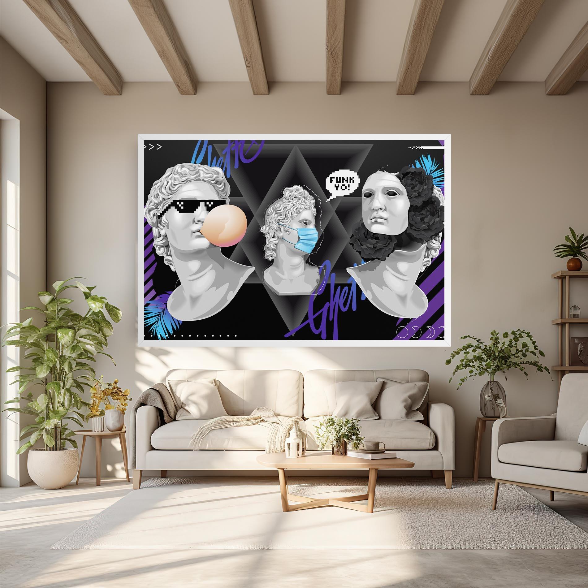 Leinwandbild Statue Mask mockup 6