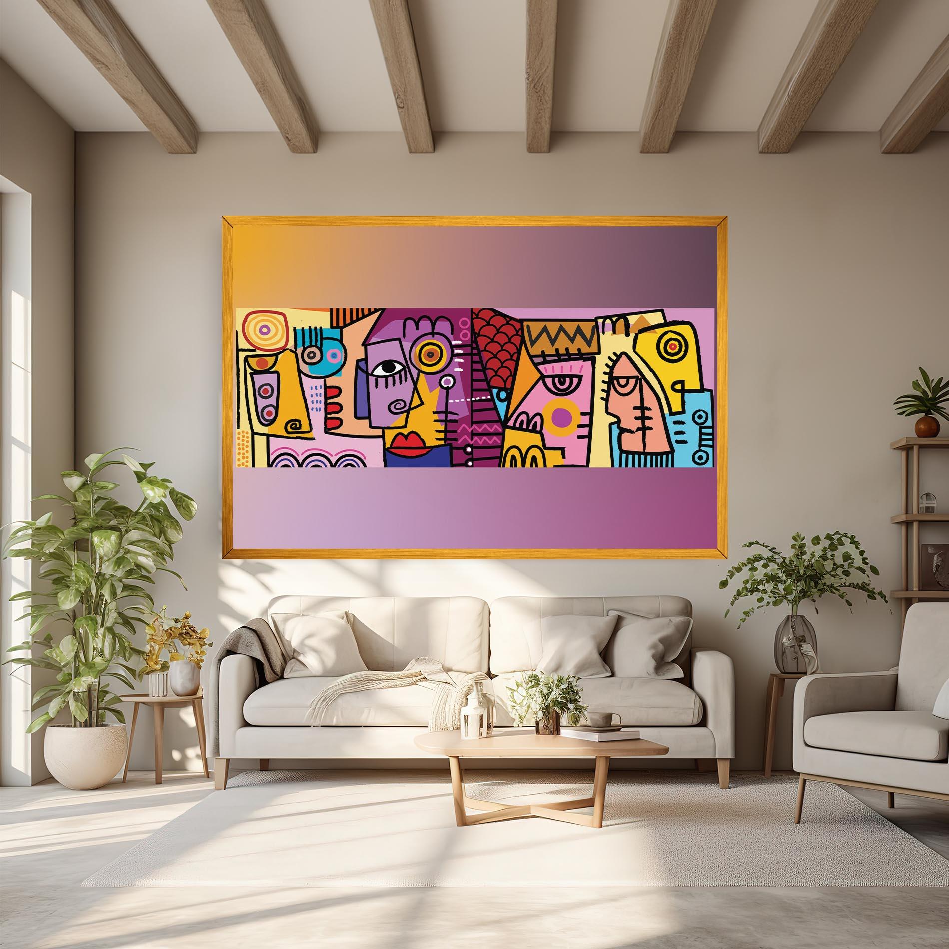 Leinwandbild Face Group Purple mockup 6