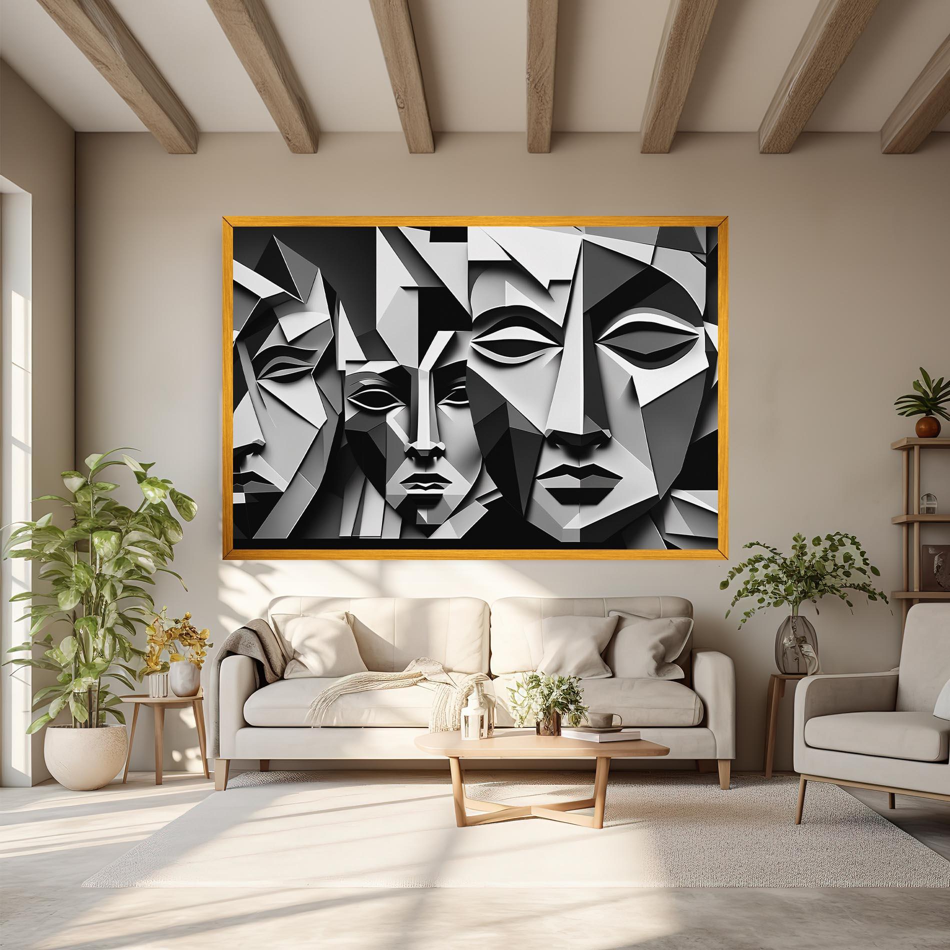 Leinwandbild Grey Faces Collage mockup 6