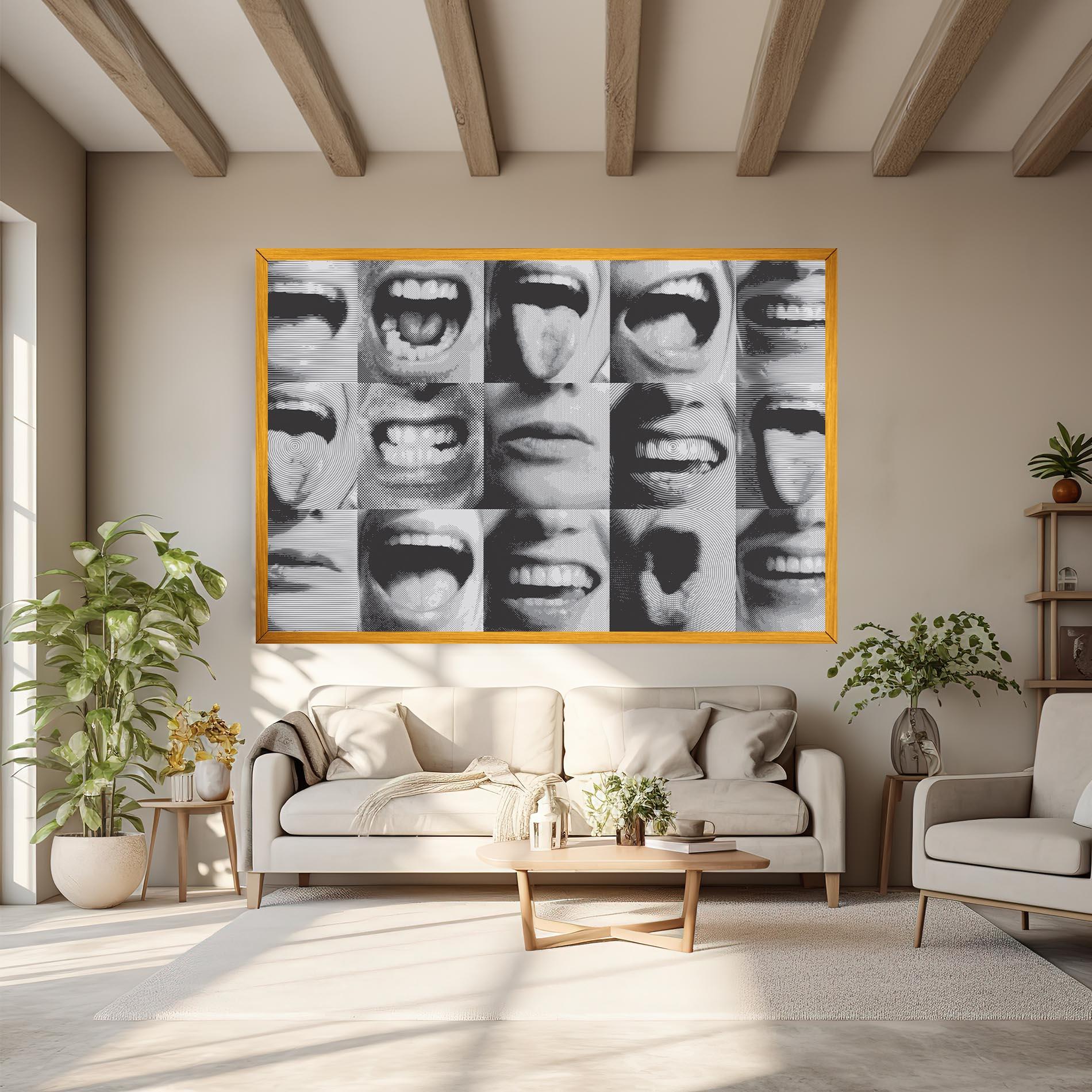 Leinwandbild Grey Mouth Collage mockup 6