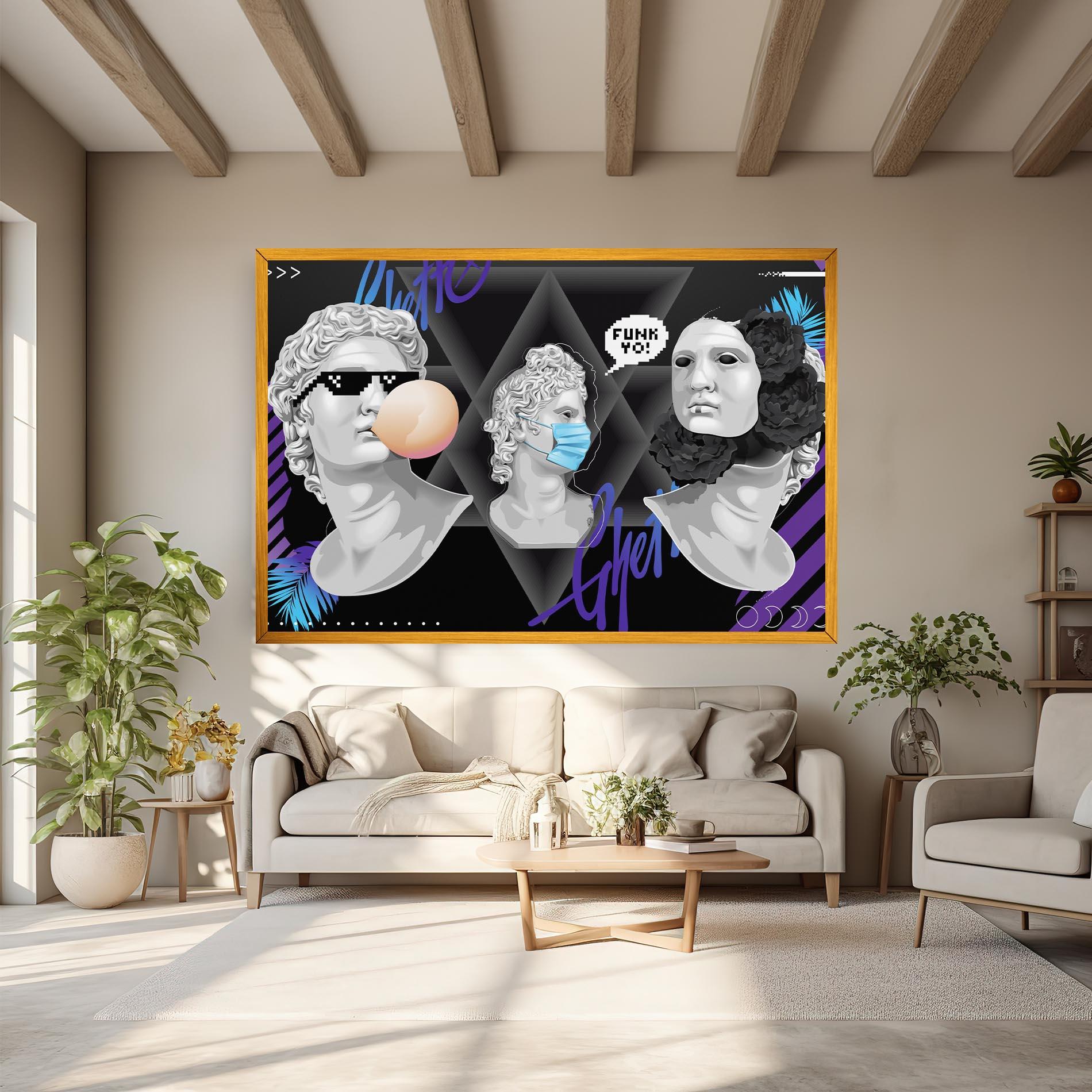 Leinwandbild Statue Mask mockup 6