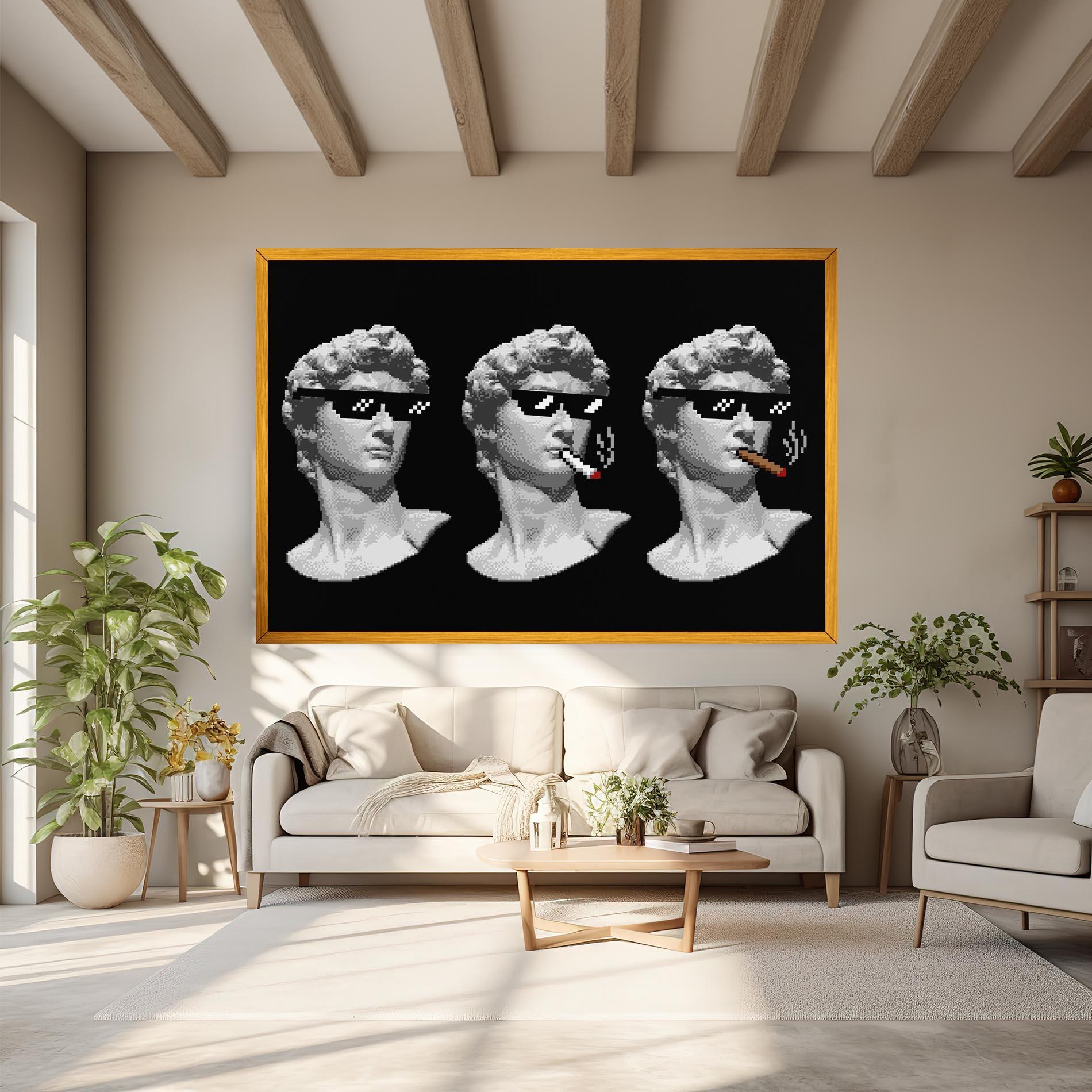 Leinwandbild Statue Smoking mockup 6