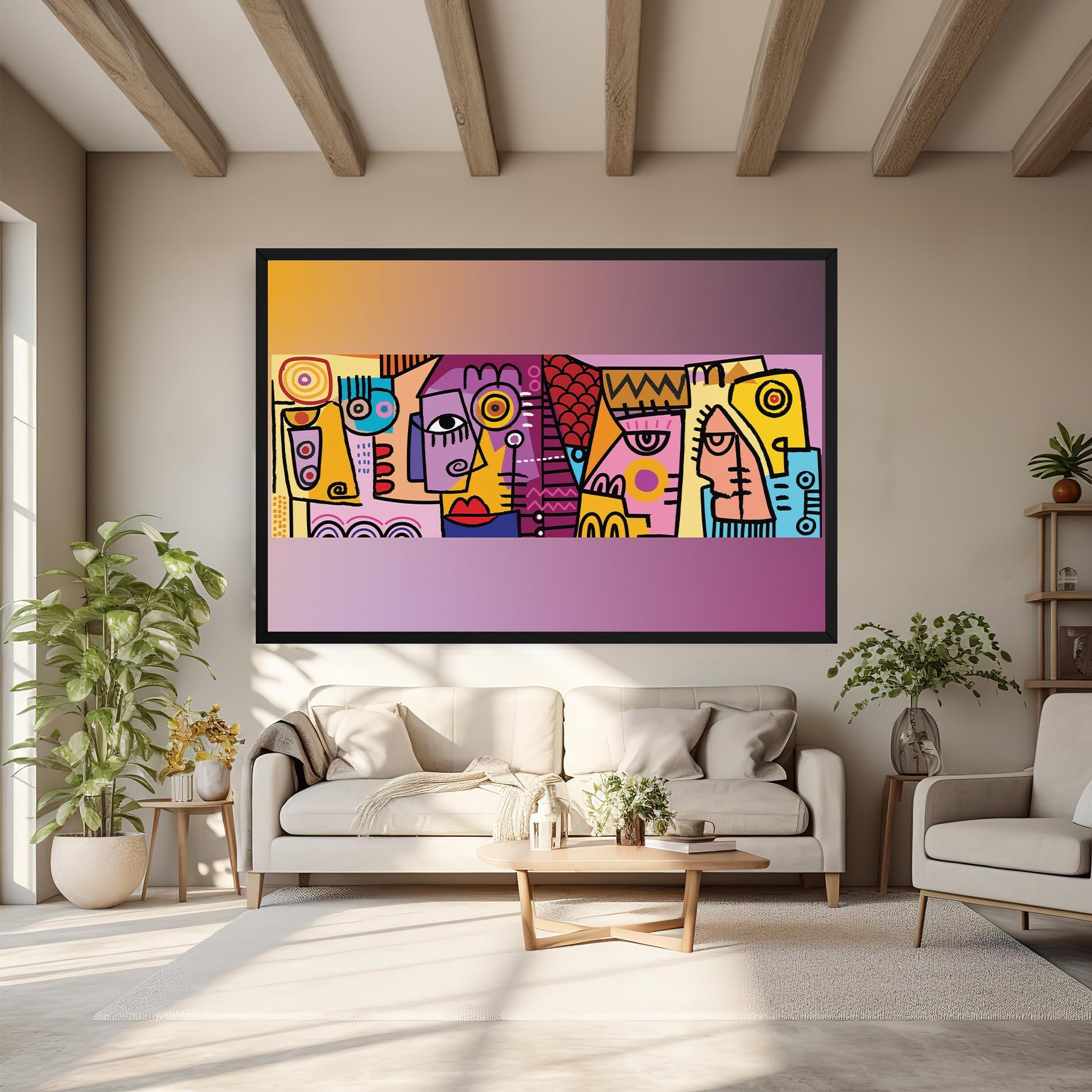 Leinwandbild Face Group Purple mockup 6