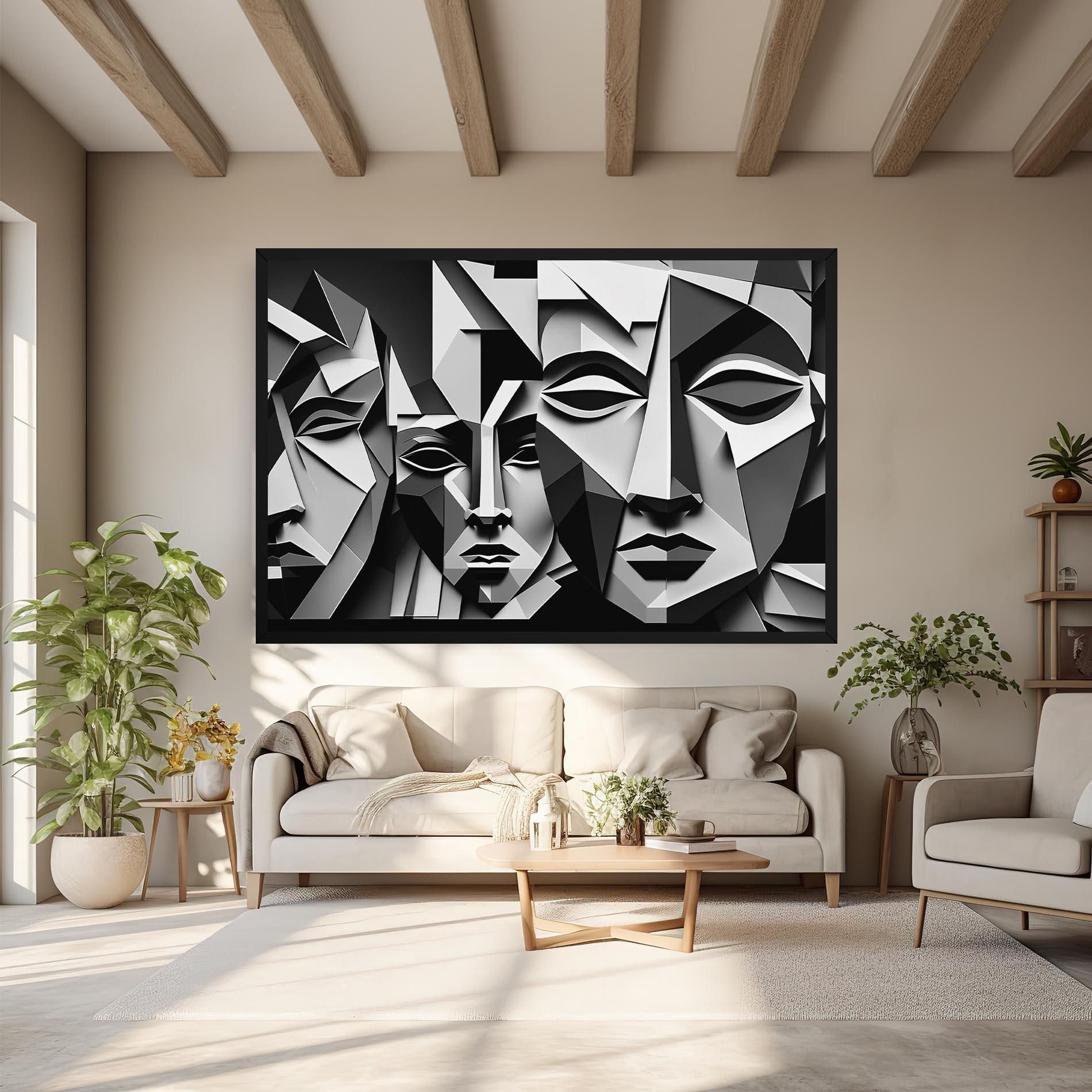 Leinwandbild Grey Faces Collage mockup 6