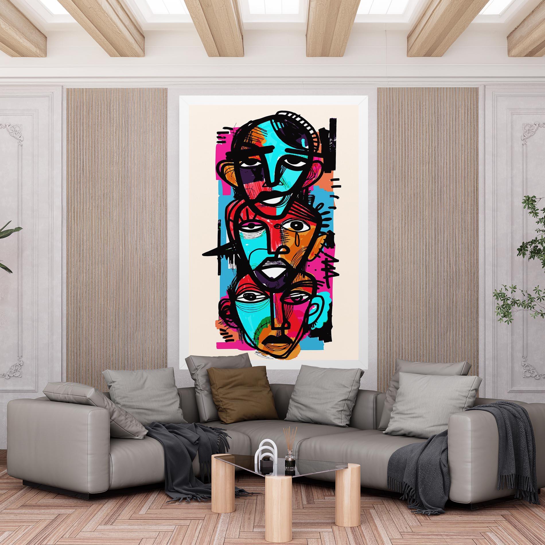 Leinwandbild Blue Orange Faces mockup 6