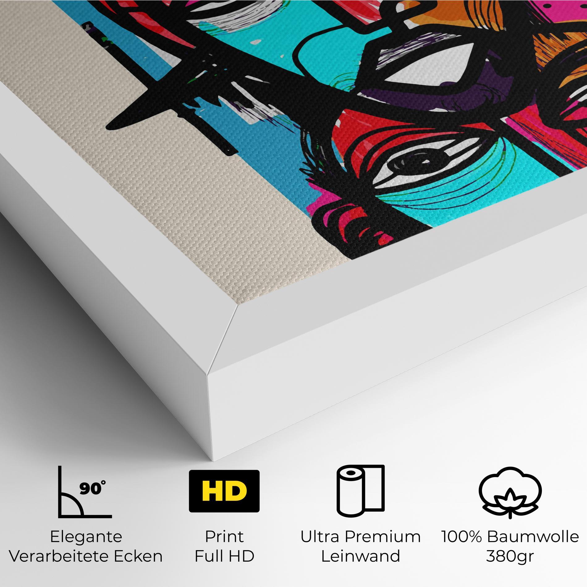 Leinwandbild Blue Orange Faces mockup 4