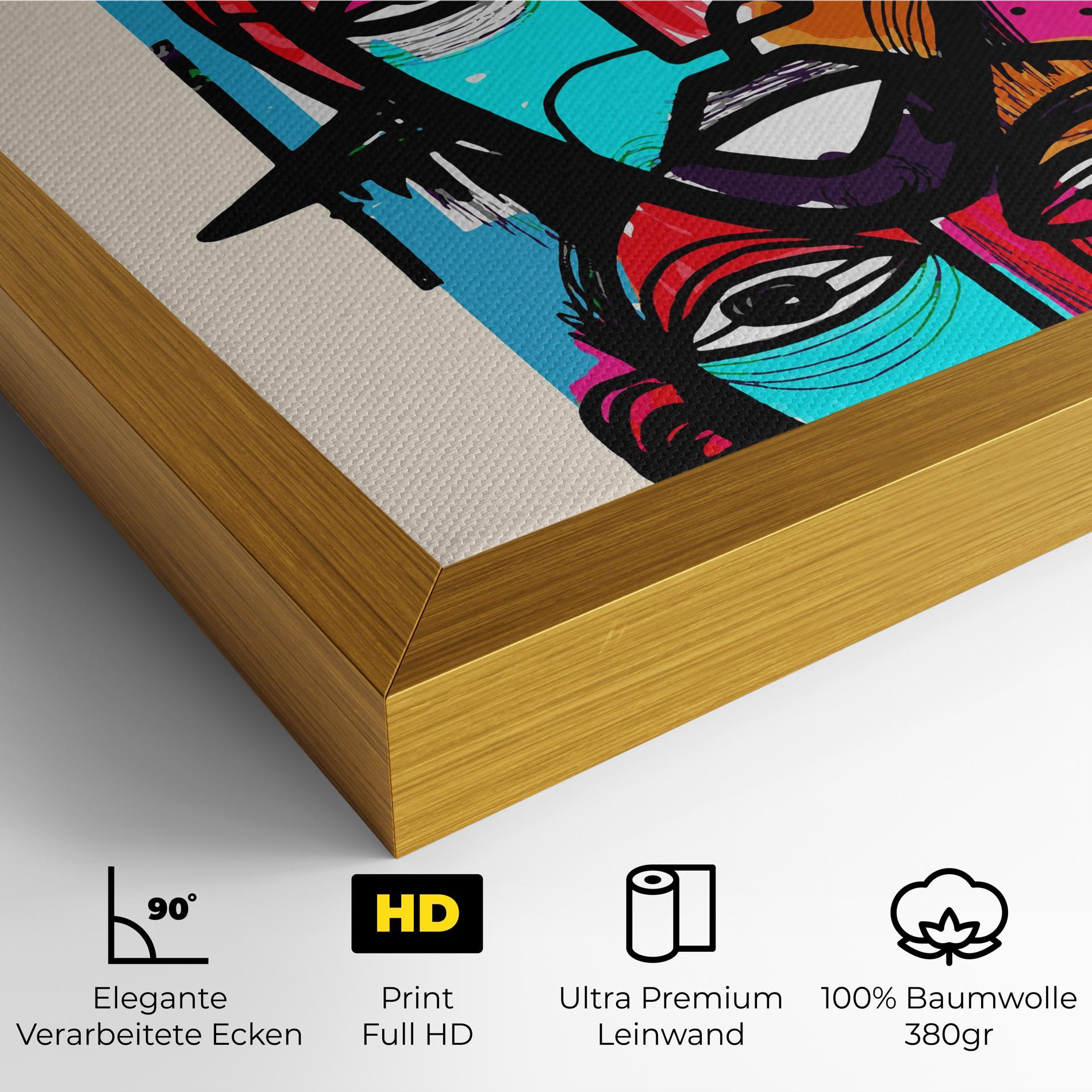 Leinwandbild Blue Orange Faces mockup 4