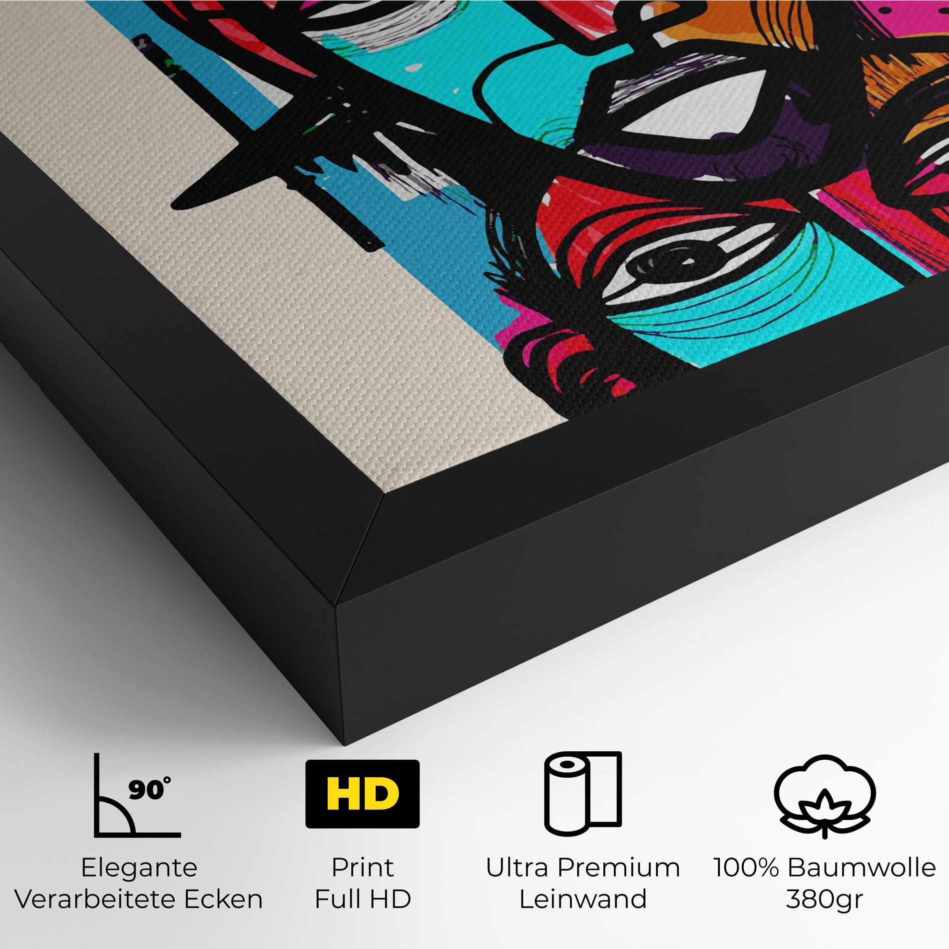 Leinwandbild Blue Orange Faces mockup 4