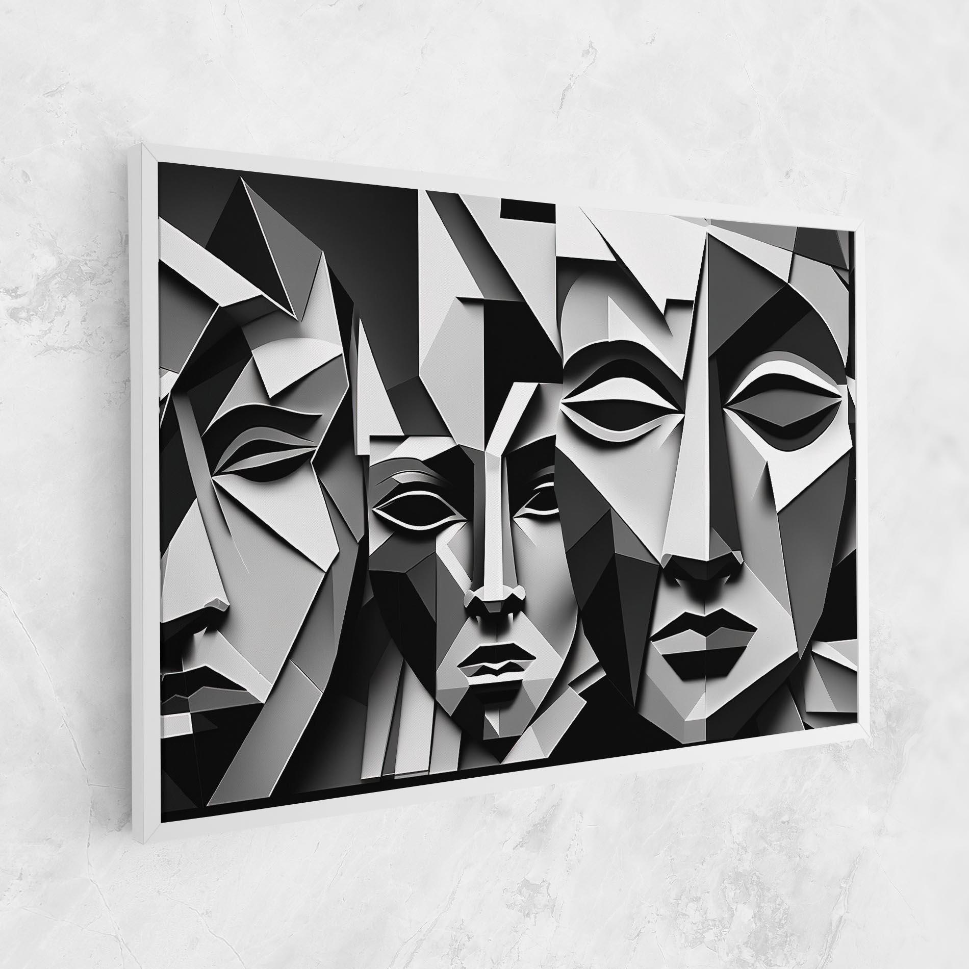 Leinwandbild Grey Faces Collage mockup 1