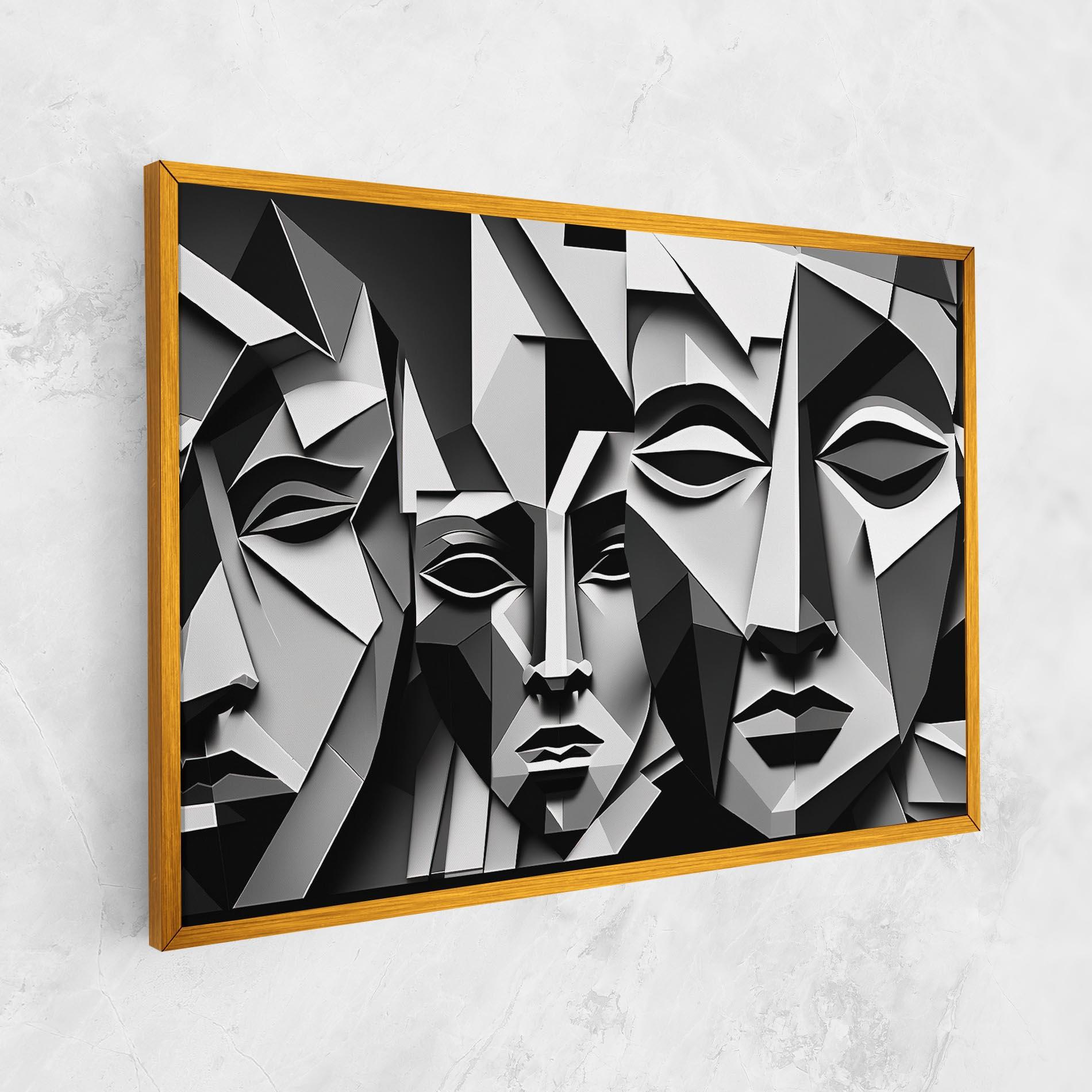 Leinwandbild Grey Faces Collage mockup 1