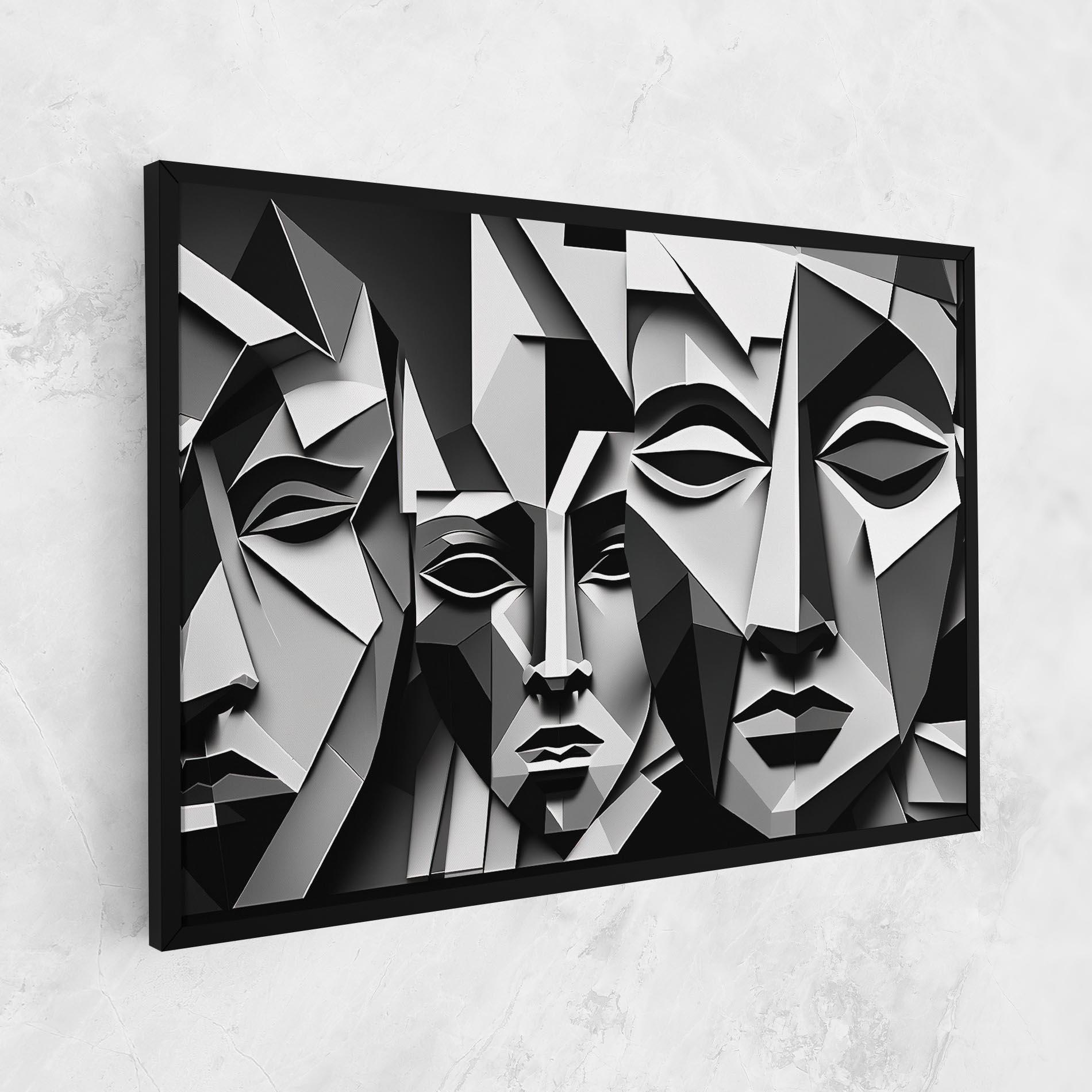 Leinwandbild Grey Faces Collage mockup 1