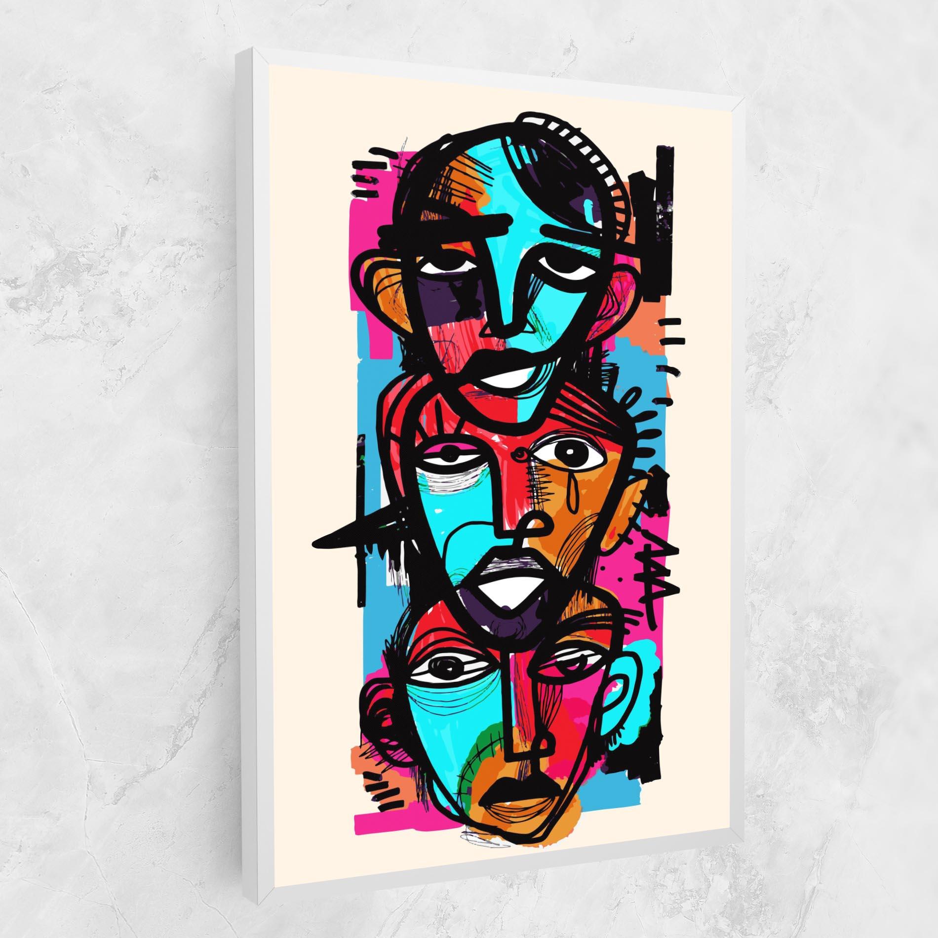 Leinwandbild Blue Orange Faces mockup 1