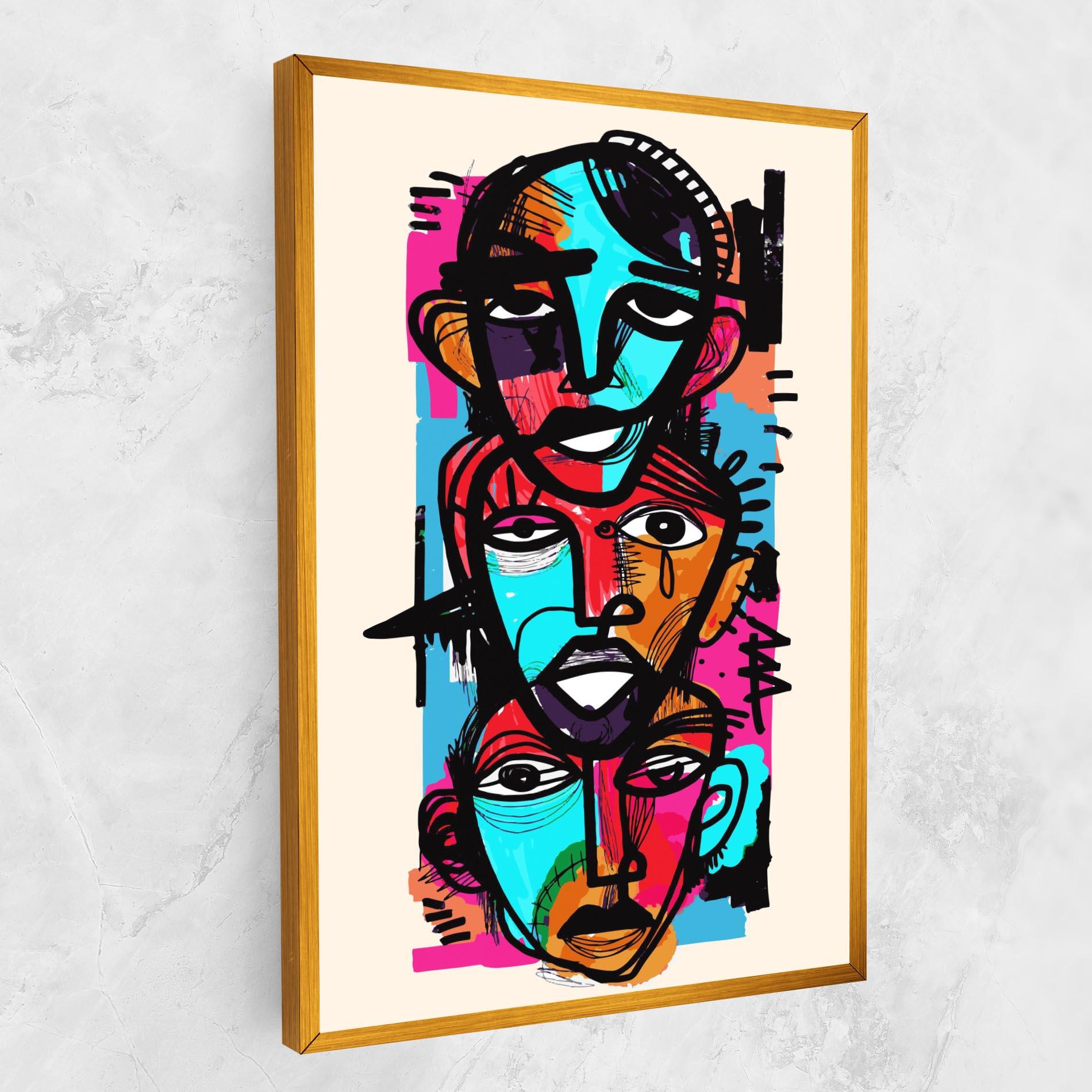 Leinwandbild Blue Orange Faces mockup 1