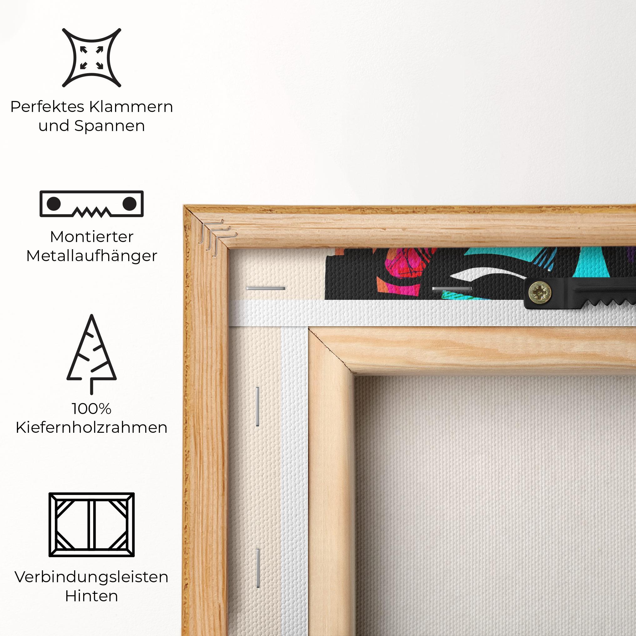 Leinwandbild Blue Orange Faces mockup 5