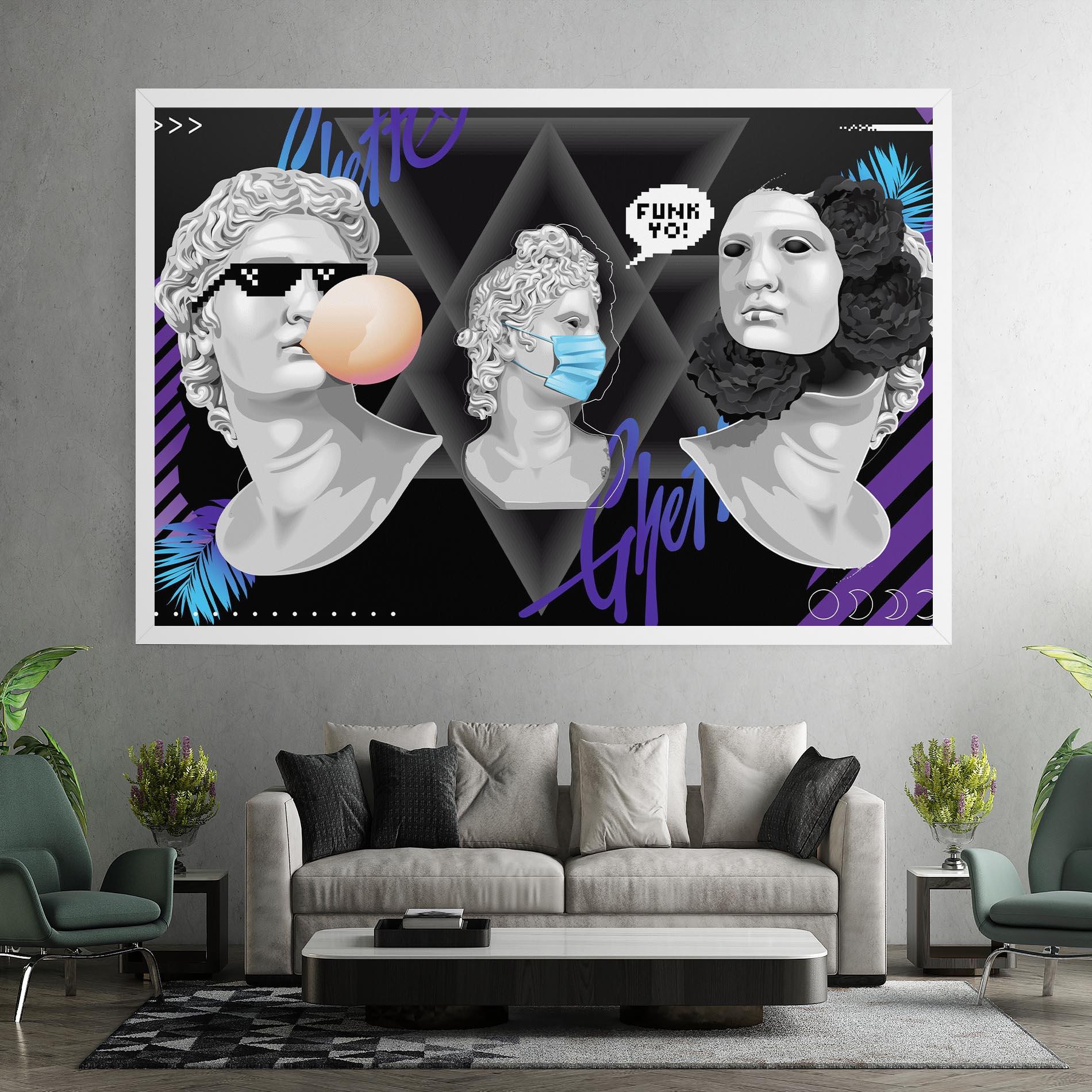 Leinwandbild Statue Mask mockup 7