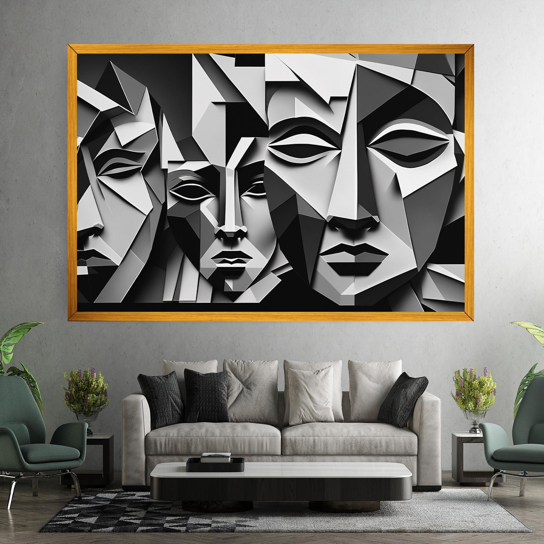 Leinwandbild Grey Faces Collage mockup 7