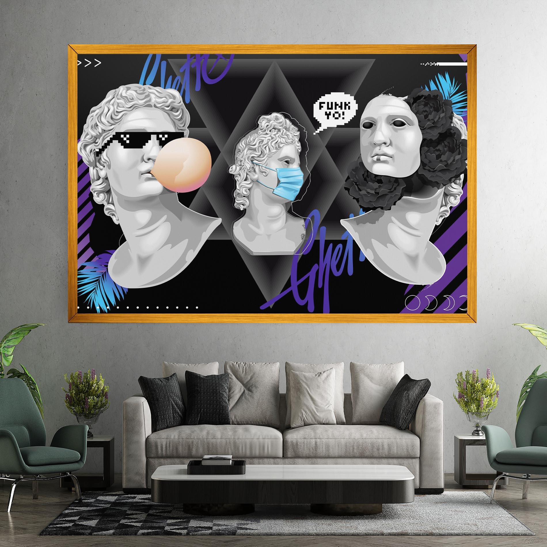 Leinwandbild Statue Mask mockup 7