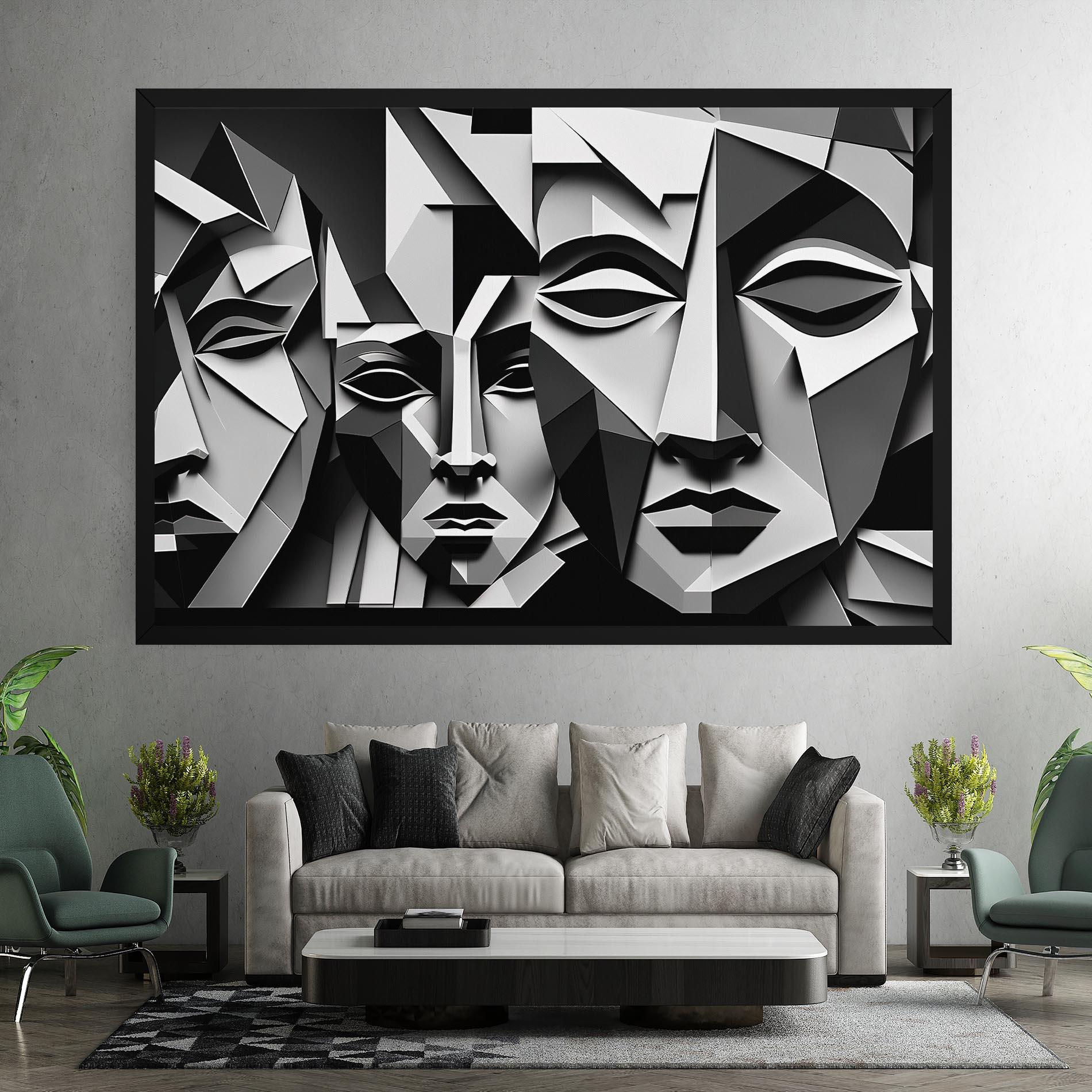 Leinwandbild Grey Faces Collage mockup 7